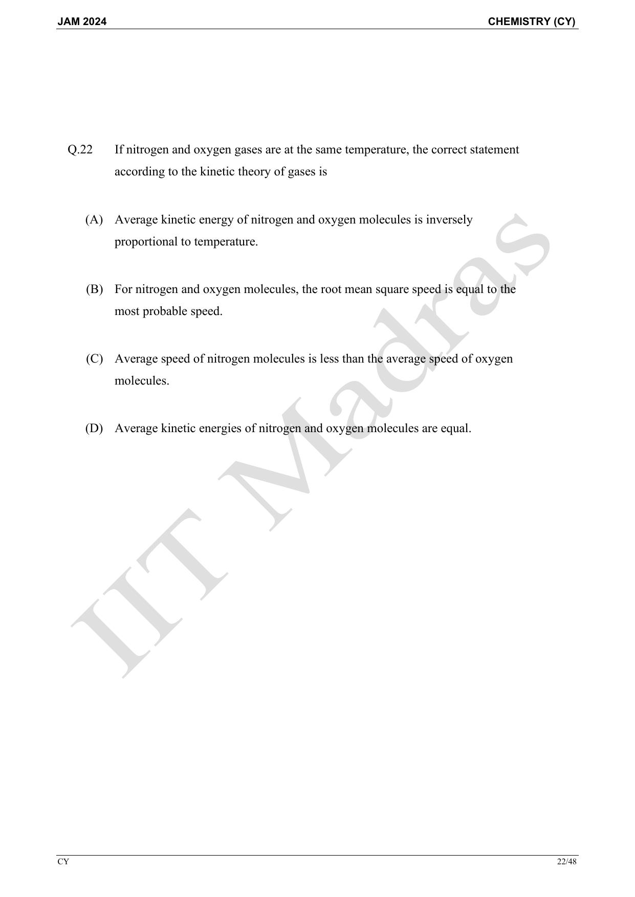 IIT JAM 2024 Chemistry (CY) Master Question Paper - Page 22