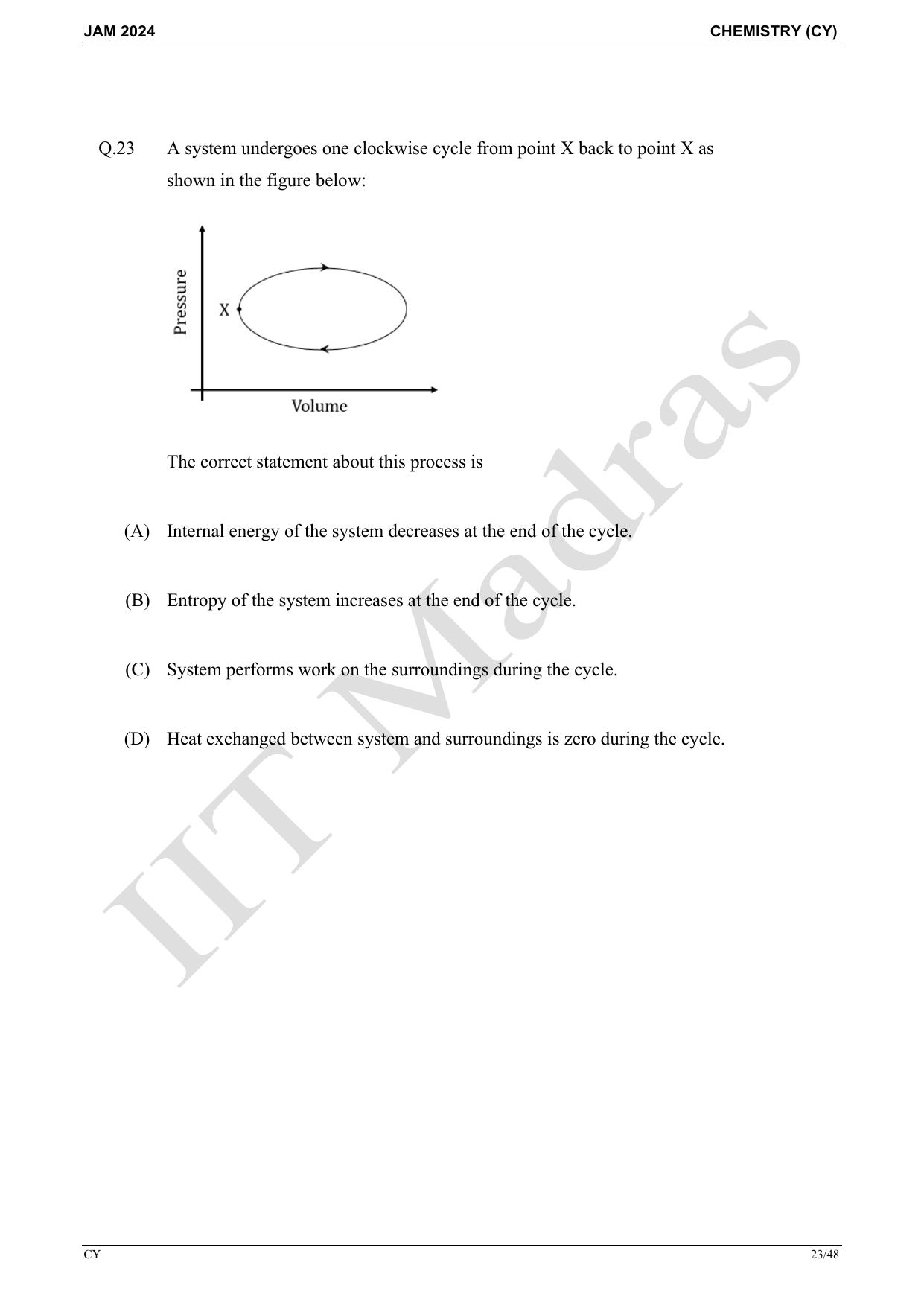 IIT JAM 2024 Chemistry (CY) Master Question Paper - Page 23