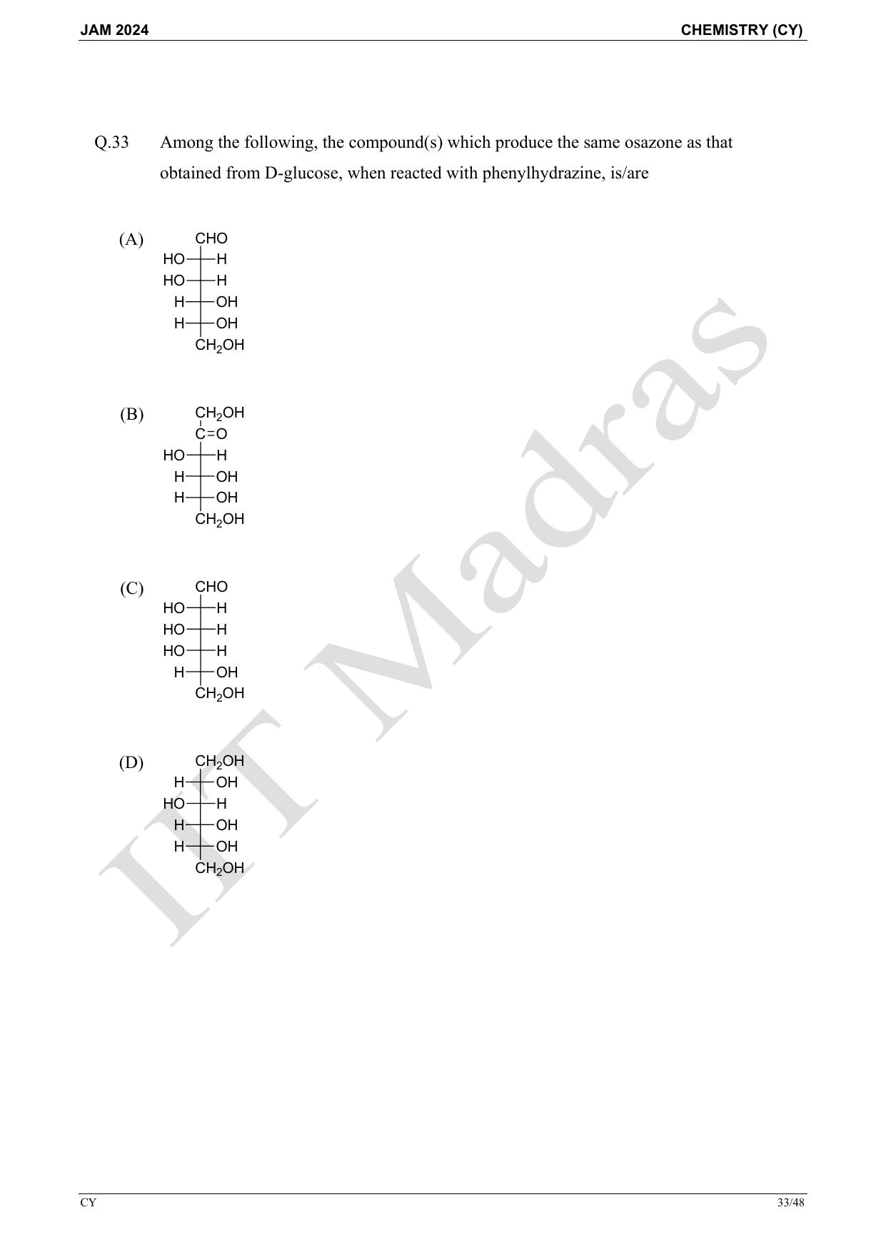 IIT JAM 2024 Chemistry (CY) Master Question Paper - Page 33