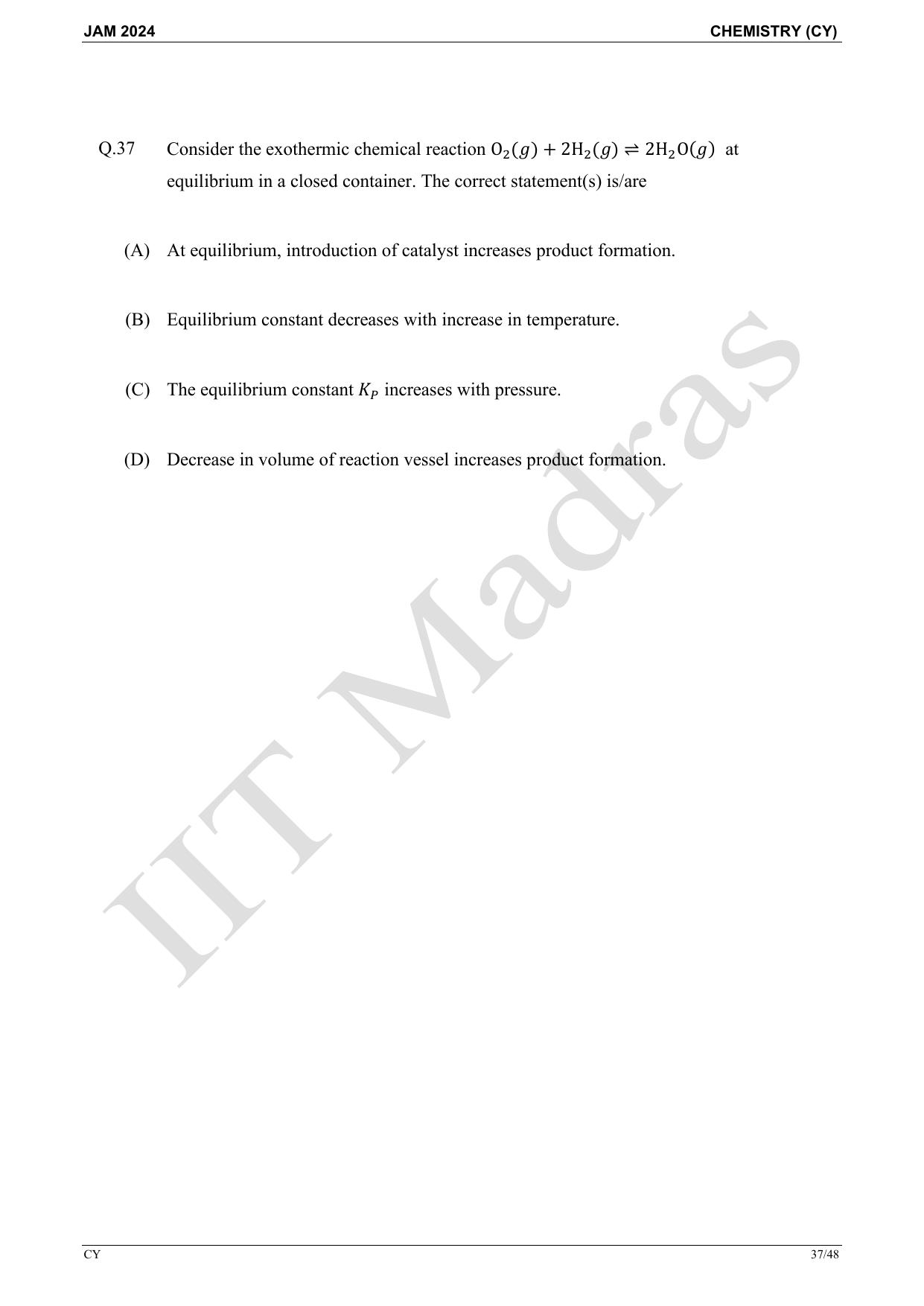 IIT JAM 2024 Chemistry (CY) Master Question Paper - Page 37