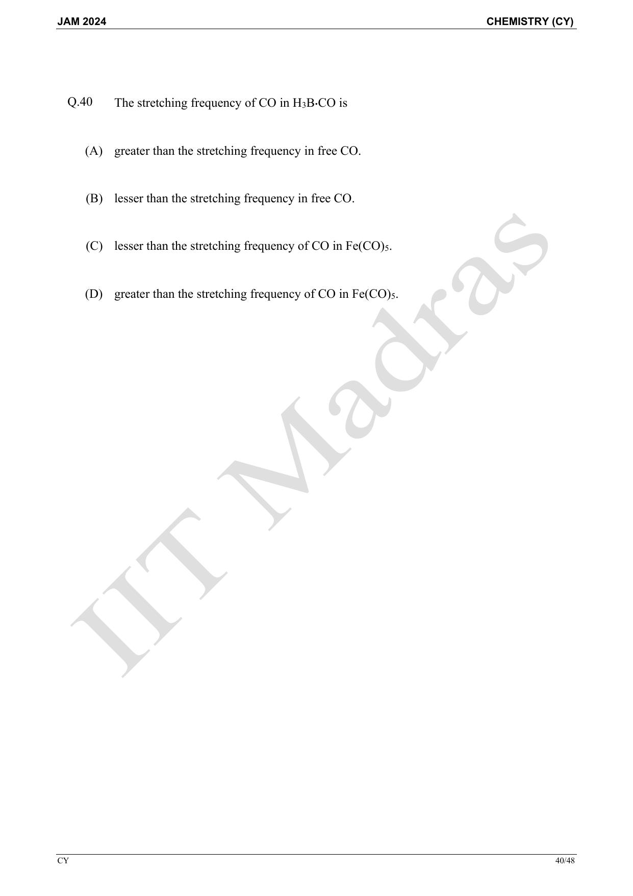 IIT JAM 2024 Chemistry (CY) Master Question Paper - Page 40