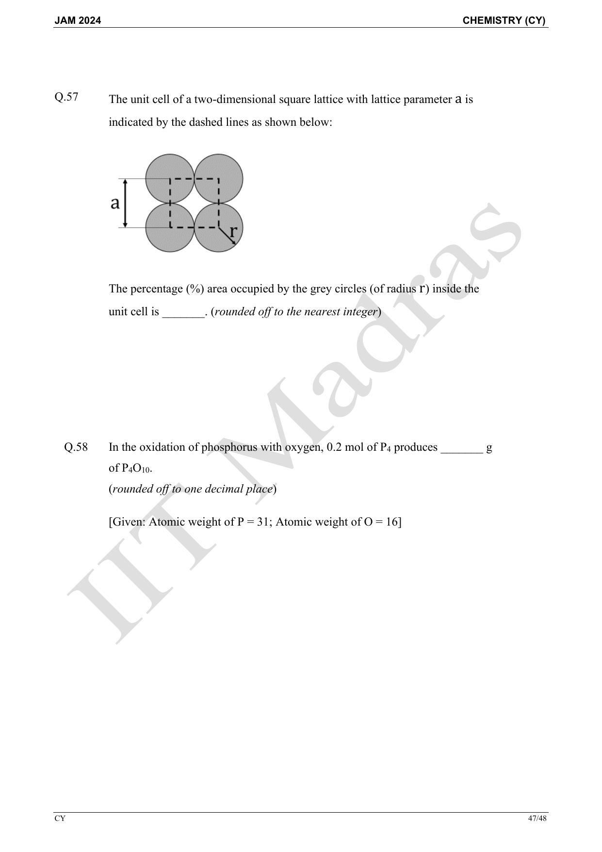IIT JAM 2024 Chemistry (CY) Master Question Paper - Page 47