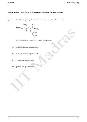 IIT JAM 2024 Chemistry (CY) Master Question Paper