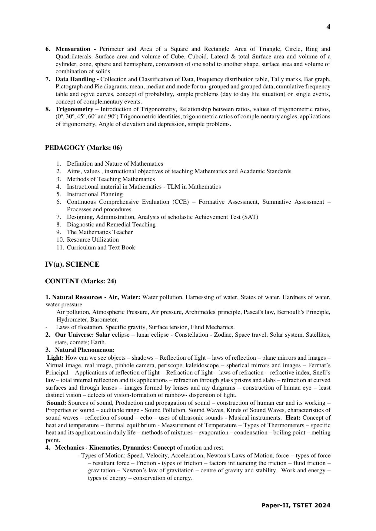 TS TET Syllabus - Paper-II (Urdu) - Page 4