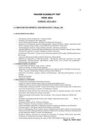 TS TET Syllabus - Paper-II (Urdu)