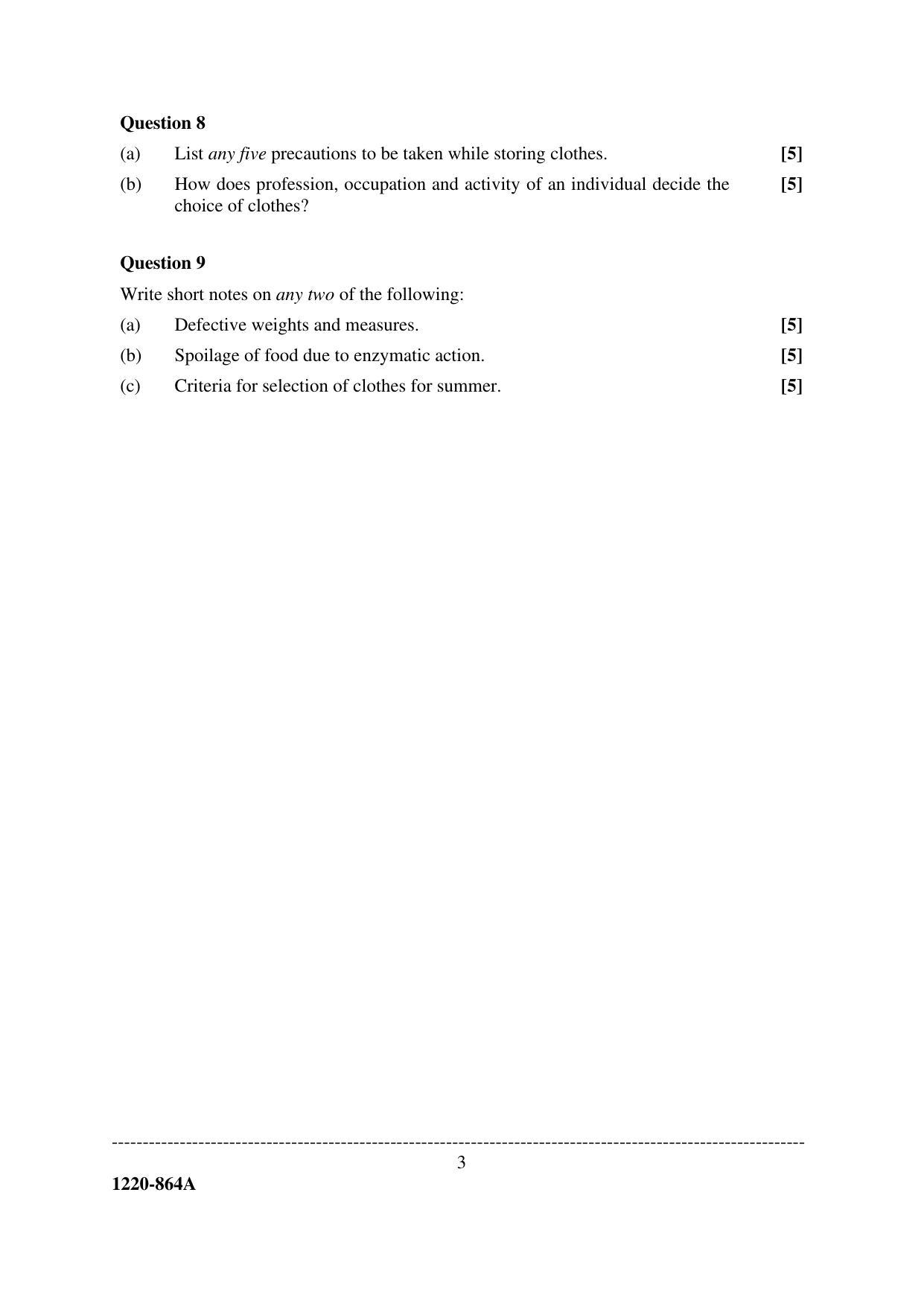 ISC Class 12 2020 Home Science I Question Paper - Page 3