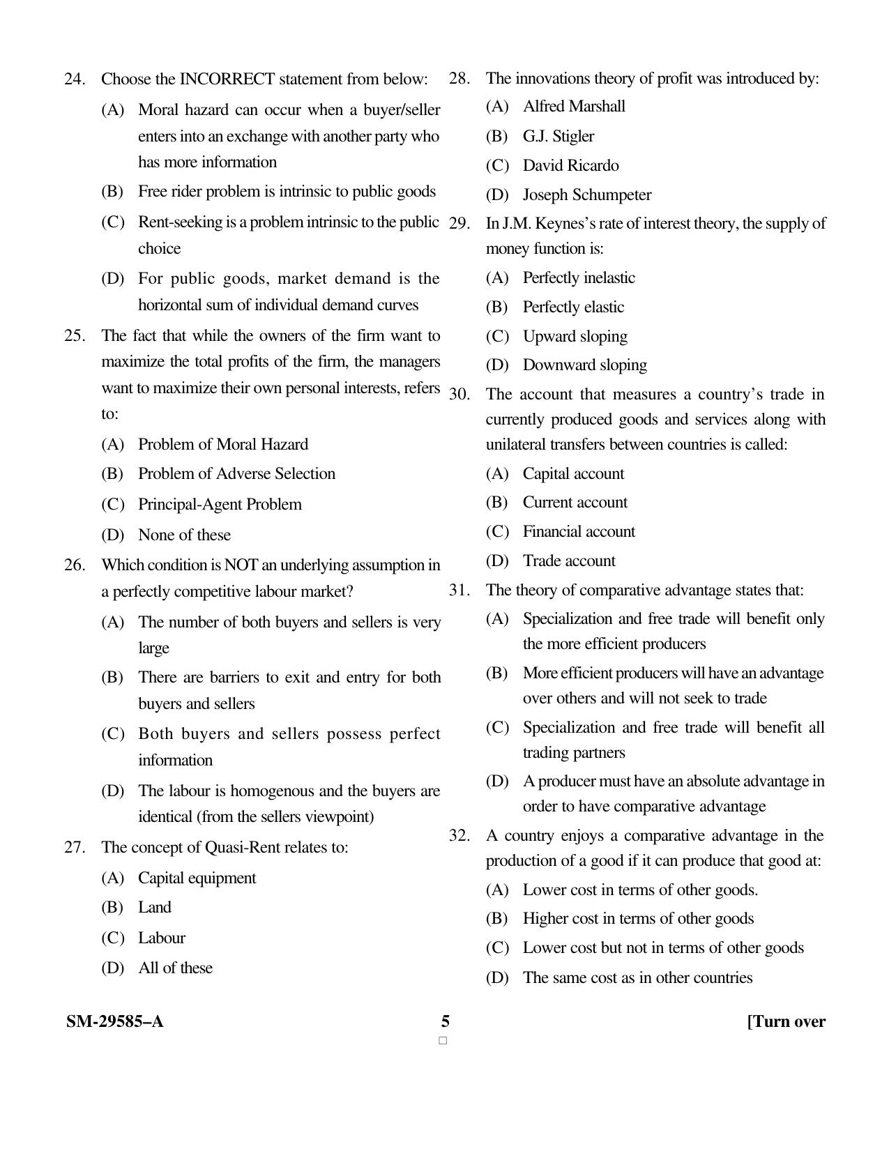 KUET 2024 M.A. Economics Question Paper - Page 12