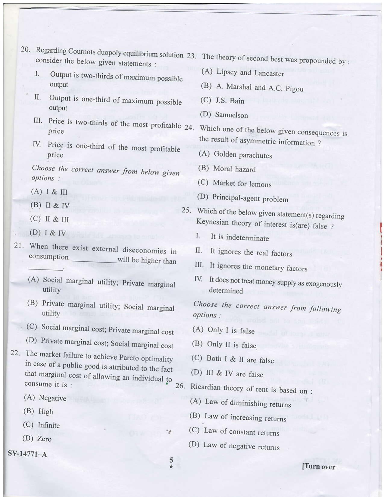 KUET 2024 M.A. Economics Question Paper - Page 23