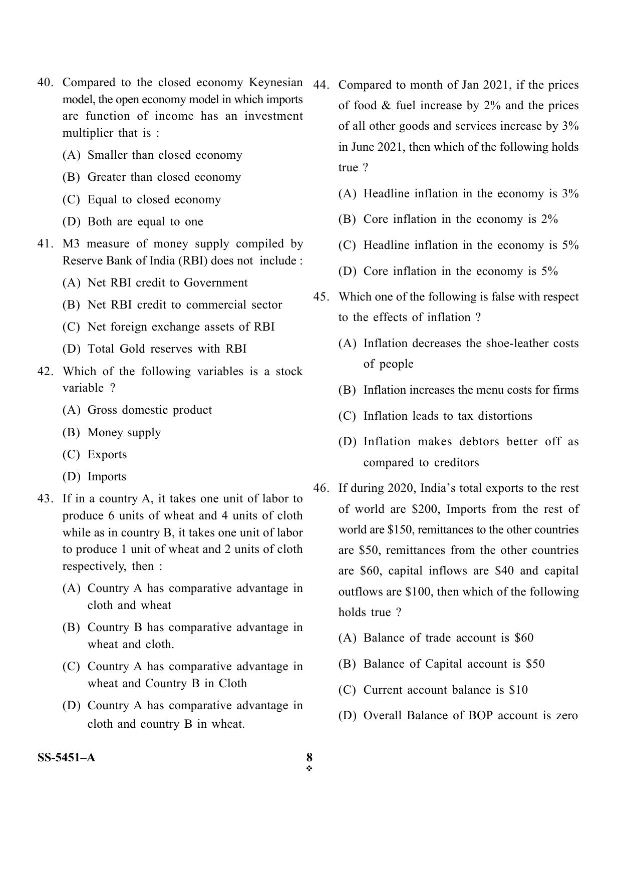 KUET 2024 M.A. Economics Question Paper - Page 36