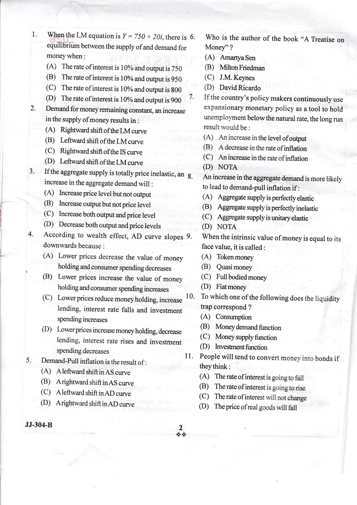 KUET 2024 M.A. Economics Question Paper - Page 42