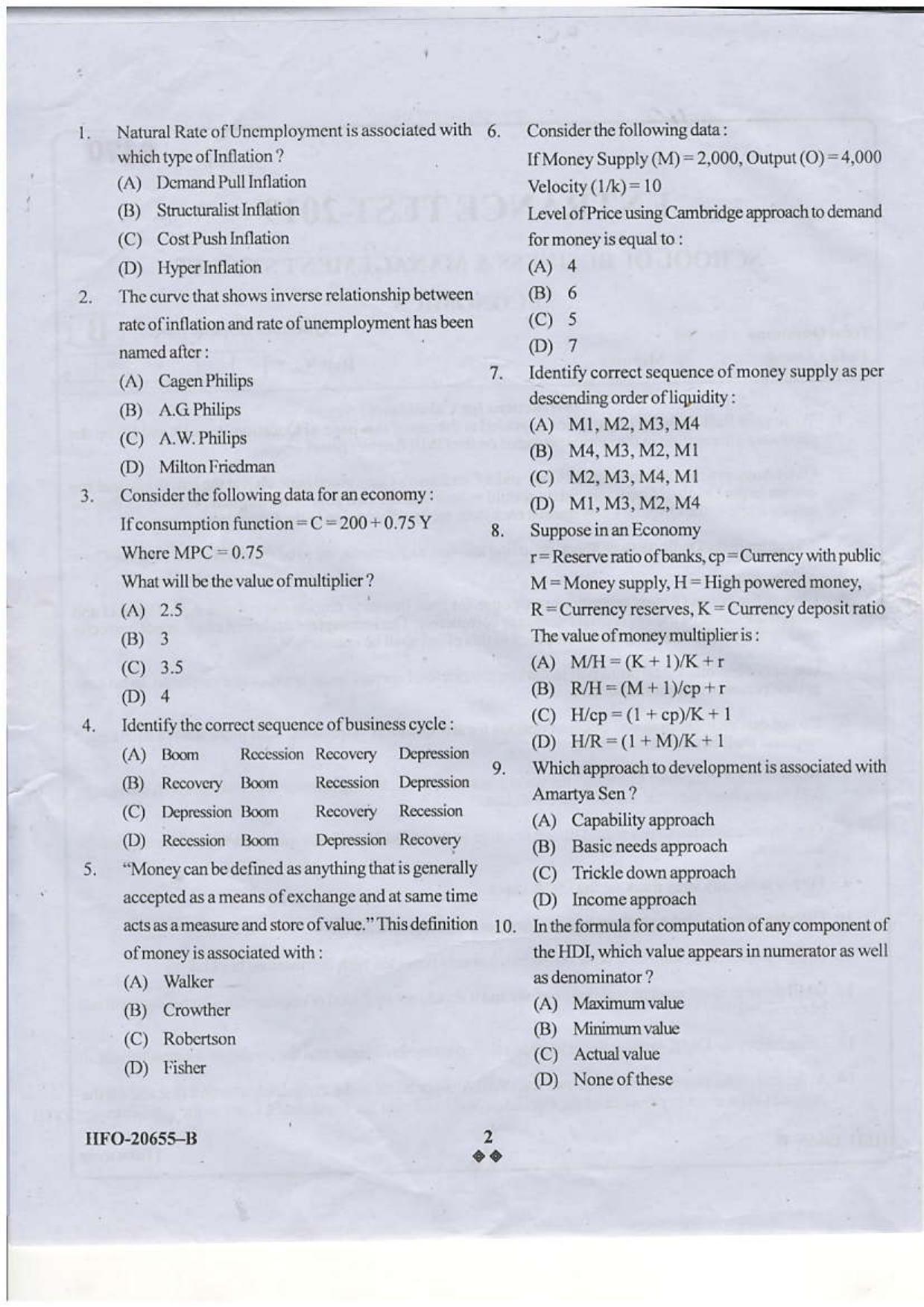KUET 2024 M.A. Economics Question Paper - Page 47