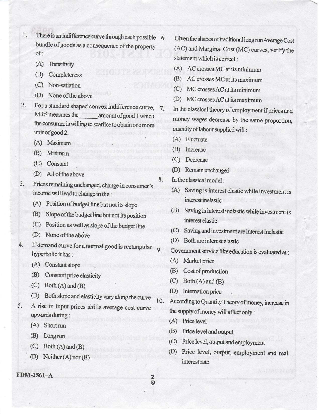 KUET 2024 M.A. Economics Question Paper - Page 53