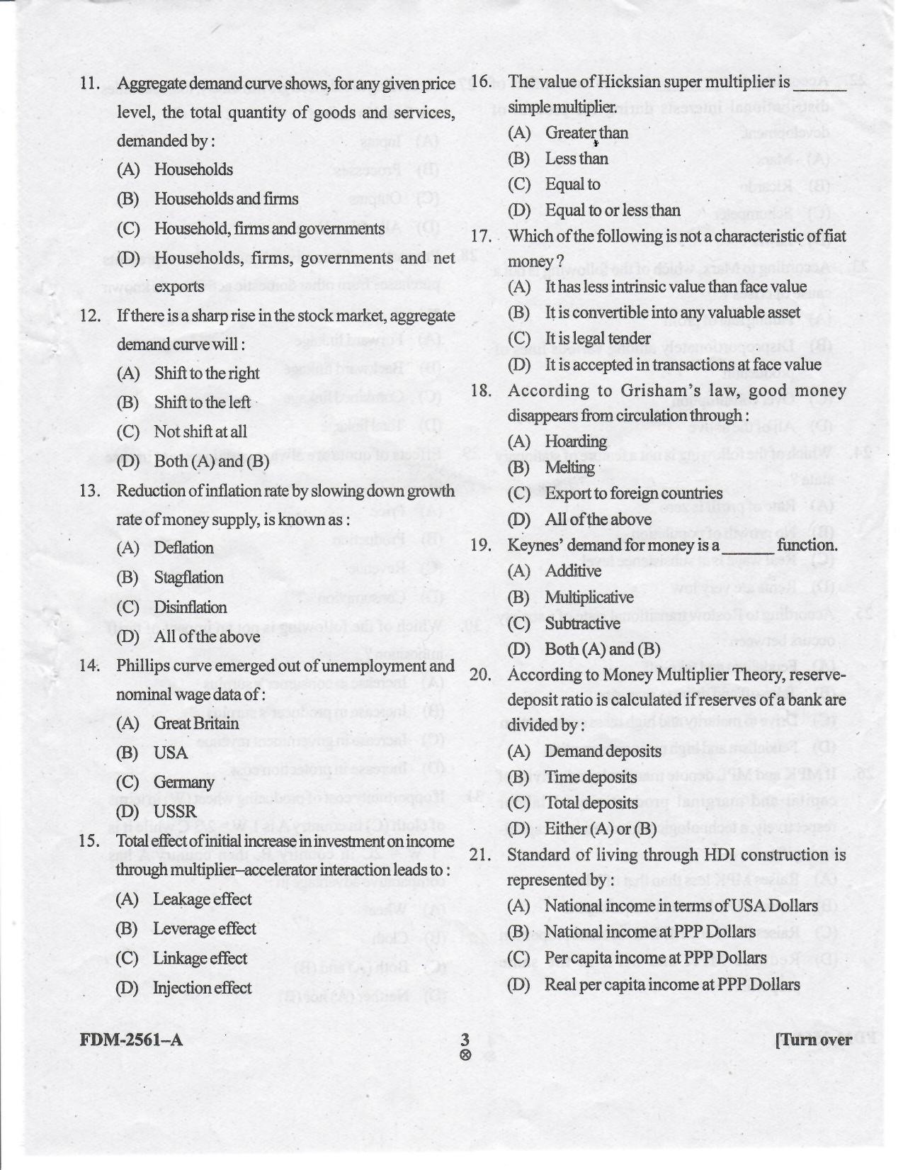 KUET 2024 M.A. Economics Question Paper - Page 54