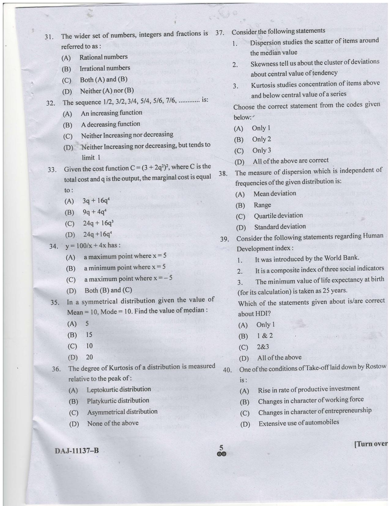 KUET 2024 M.A. Economics Question Paper - Page 63