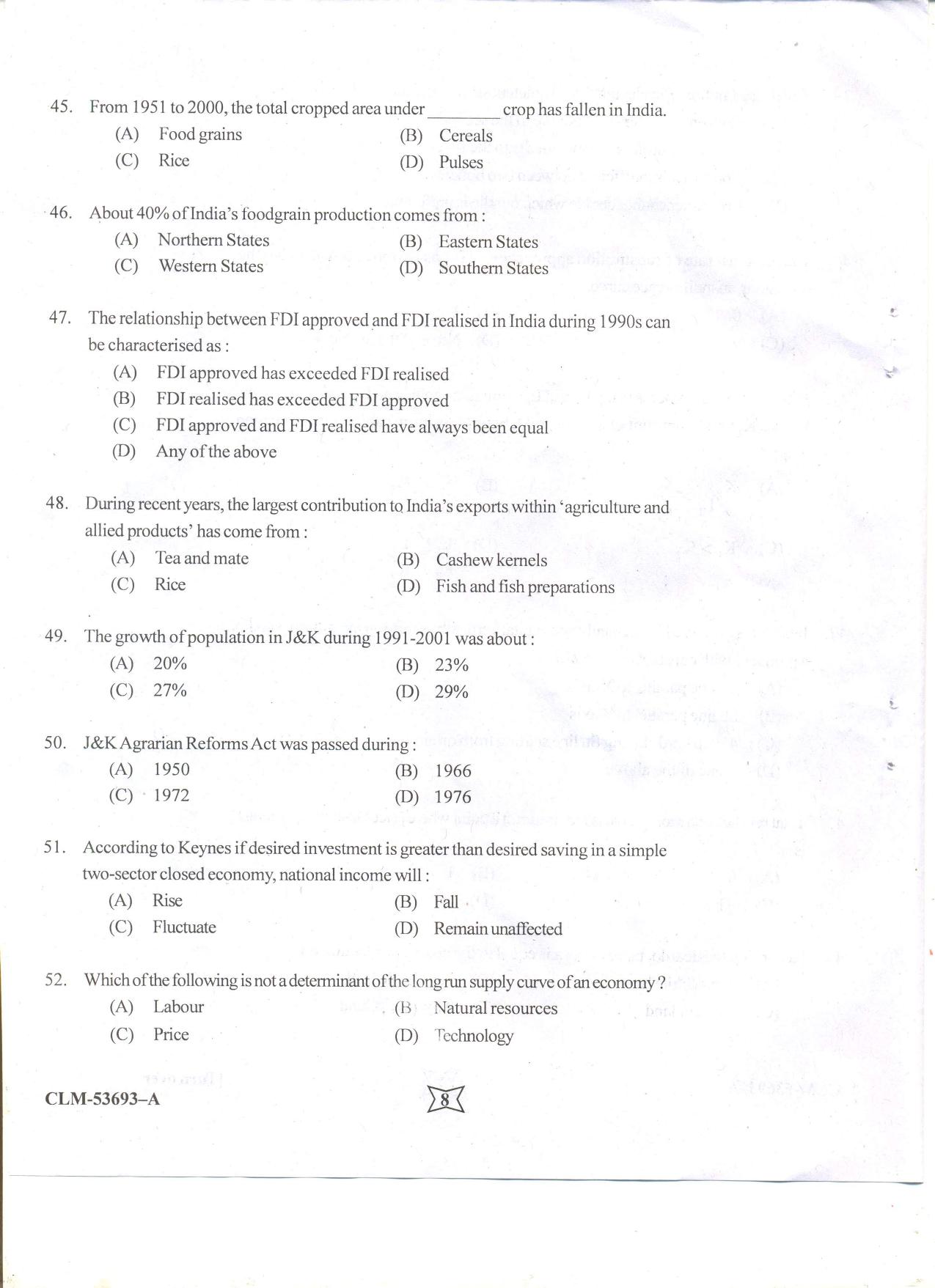 KUET 2024 M.A. Economics Question Paper - Page 84