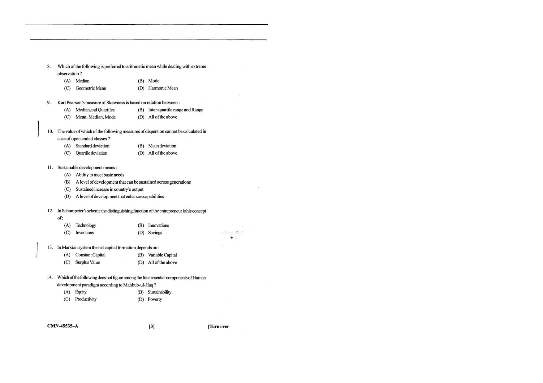 KUET 2024 M.A. Economics Question Paper - Page 87