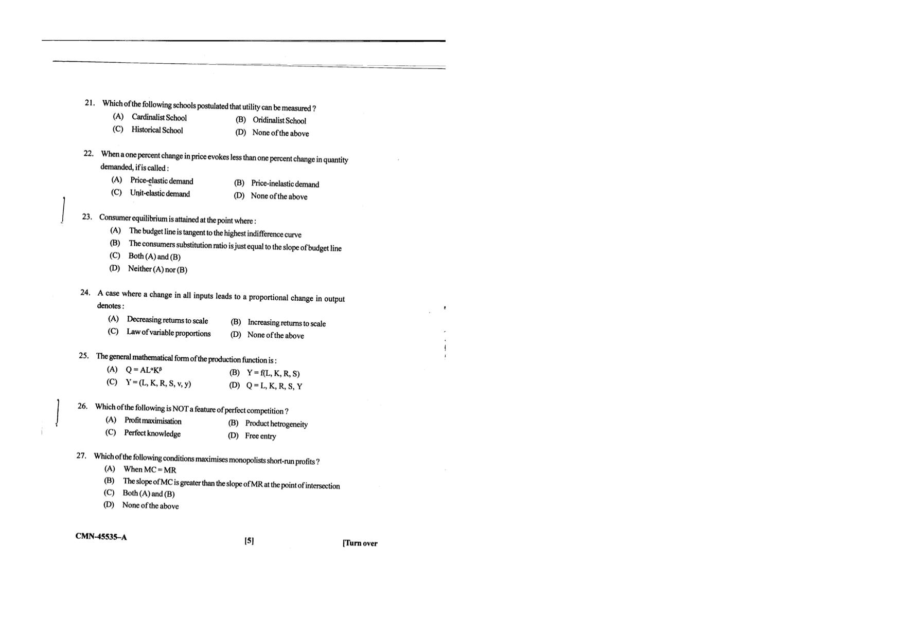 KUET 2024 M.A. Economics Question Paper - Page 89