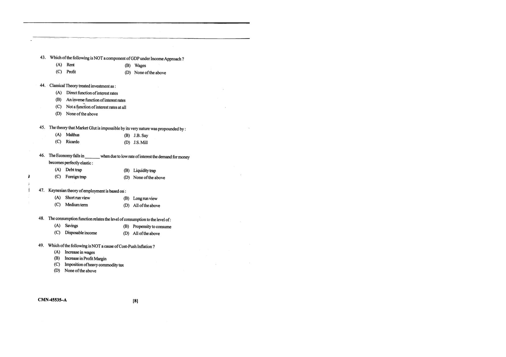 KUET 2024 M.A. Economics Question Paper - Page 92