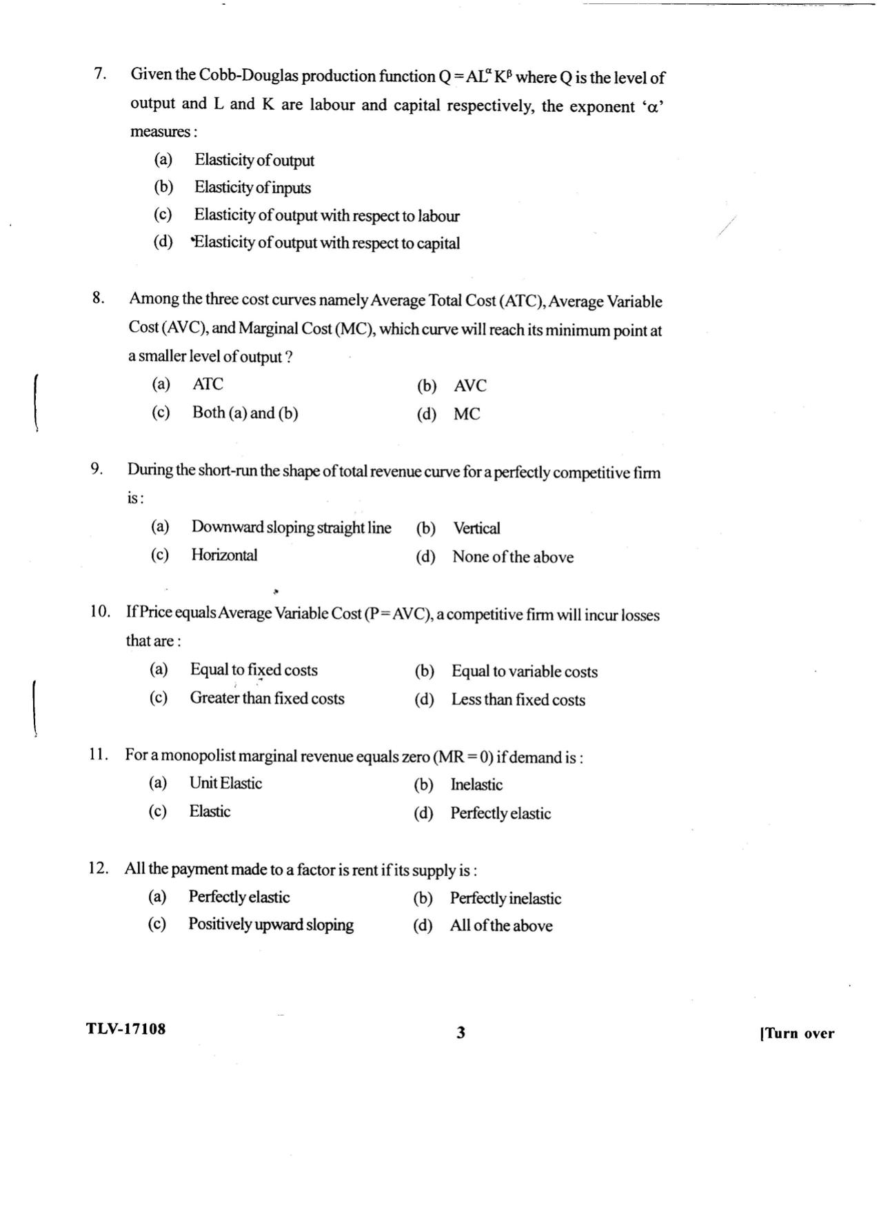 KUET 2024 M.A. Economics Question Paper - Page 106