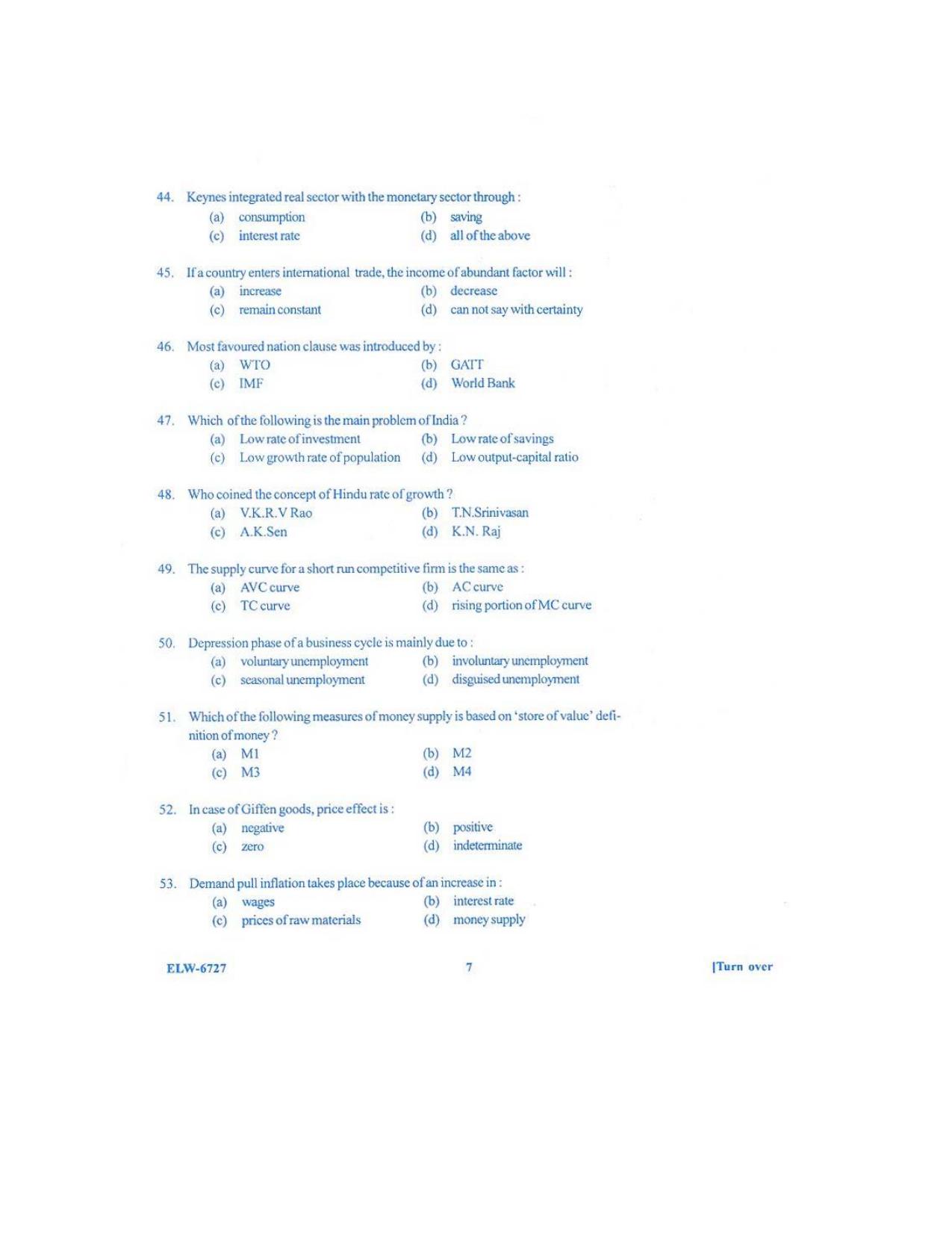 KUET 2024 M.A. Economics Question Paper - Page 119
