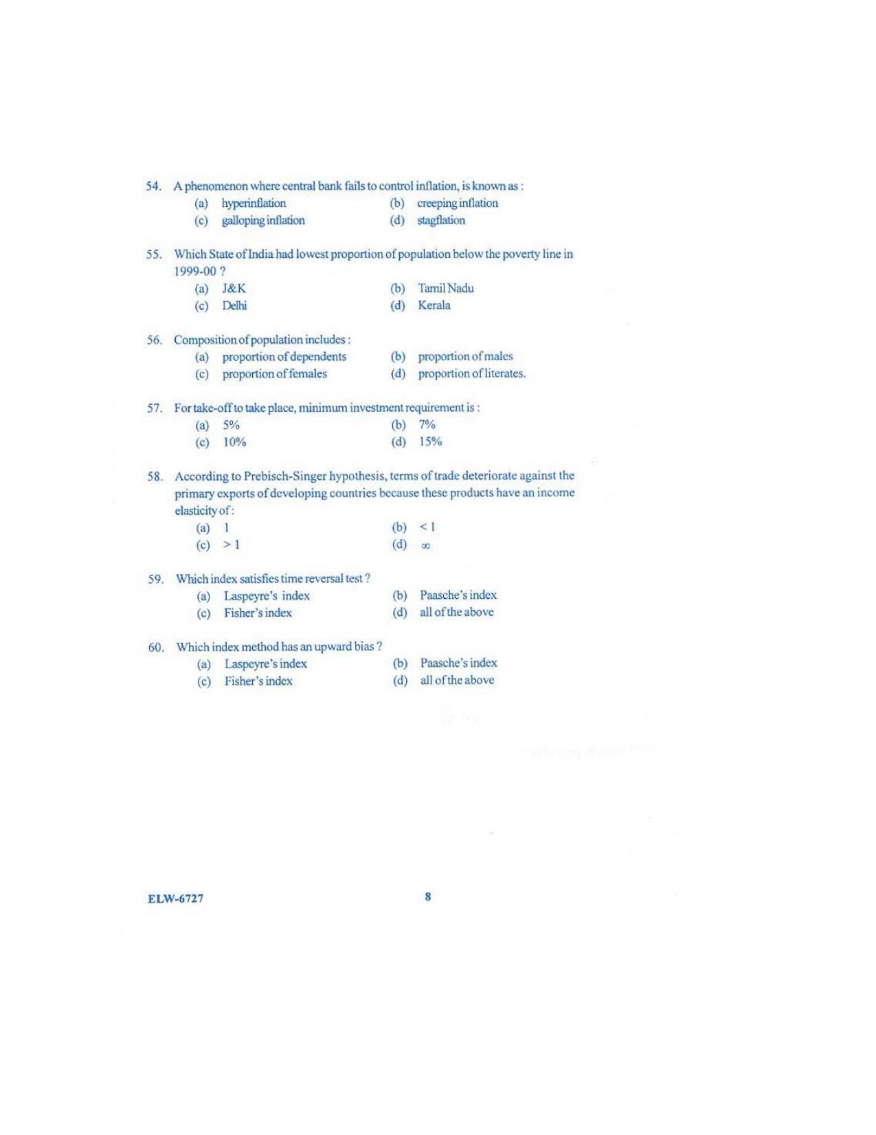 KUET 2024 M.A. Economics Question Paper - Page 120