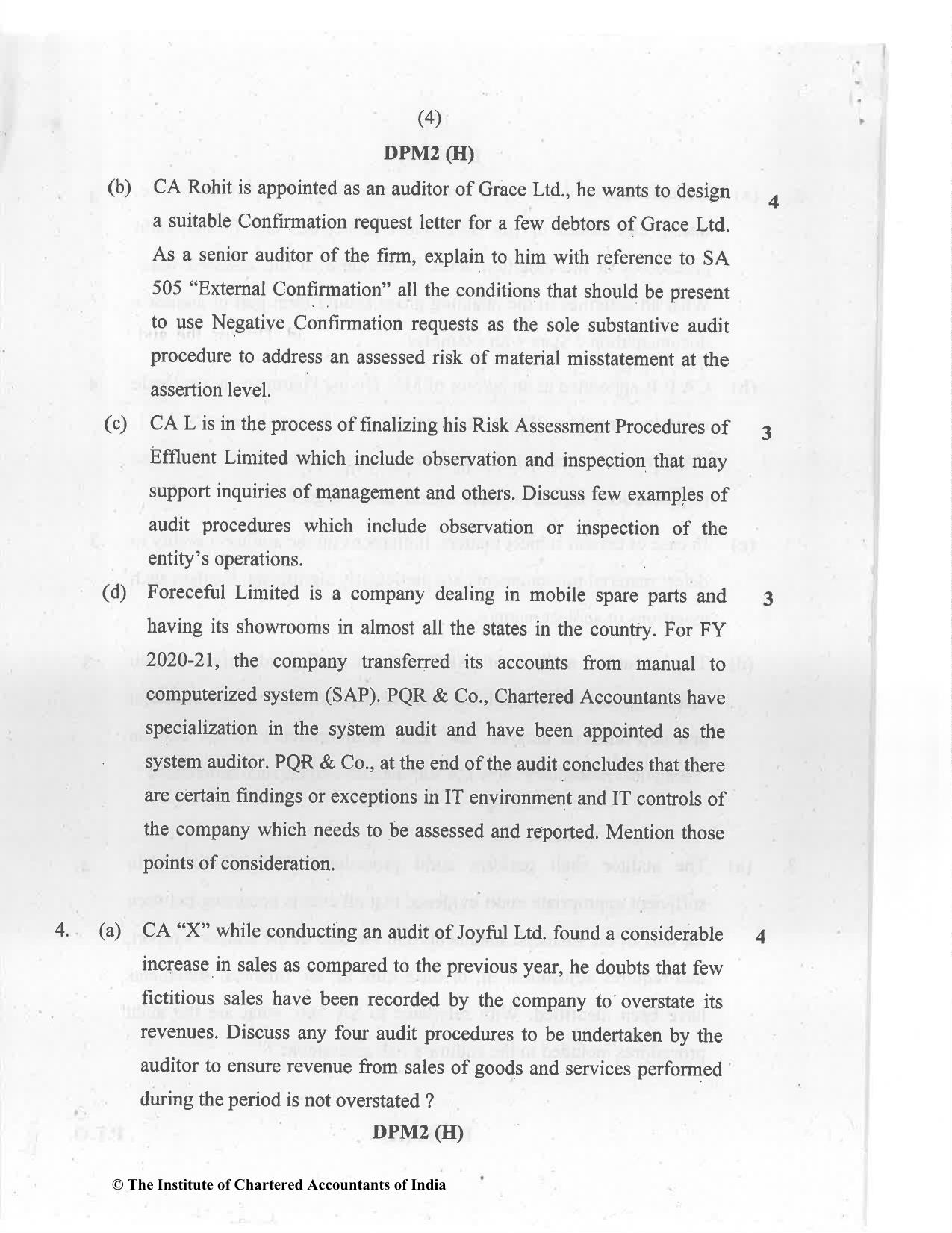 CA Inter Jul 2021 Question Paper - Paper 6 – Auditing and Assurance - Page 4