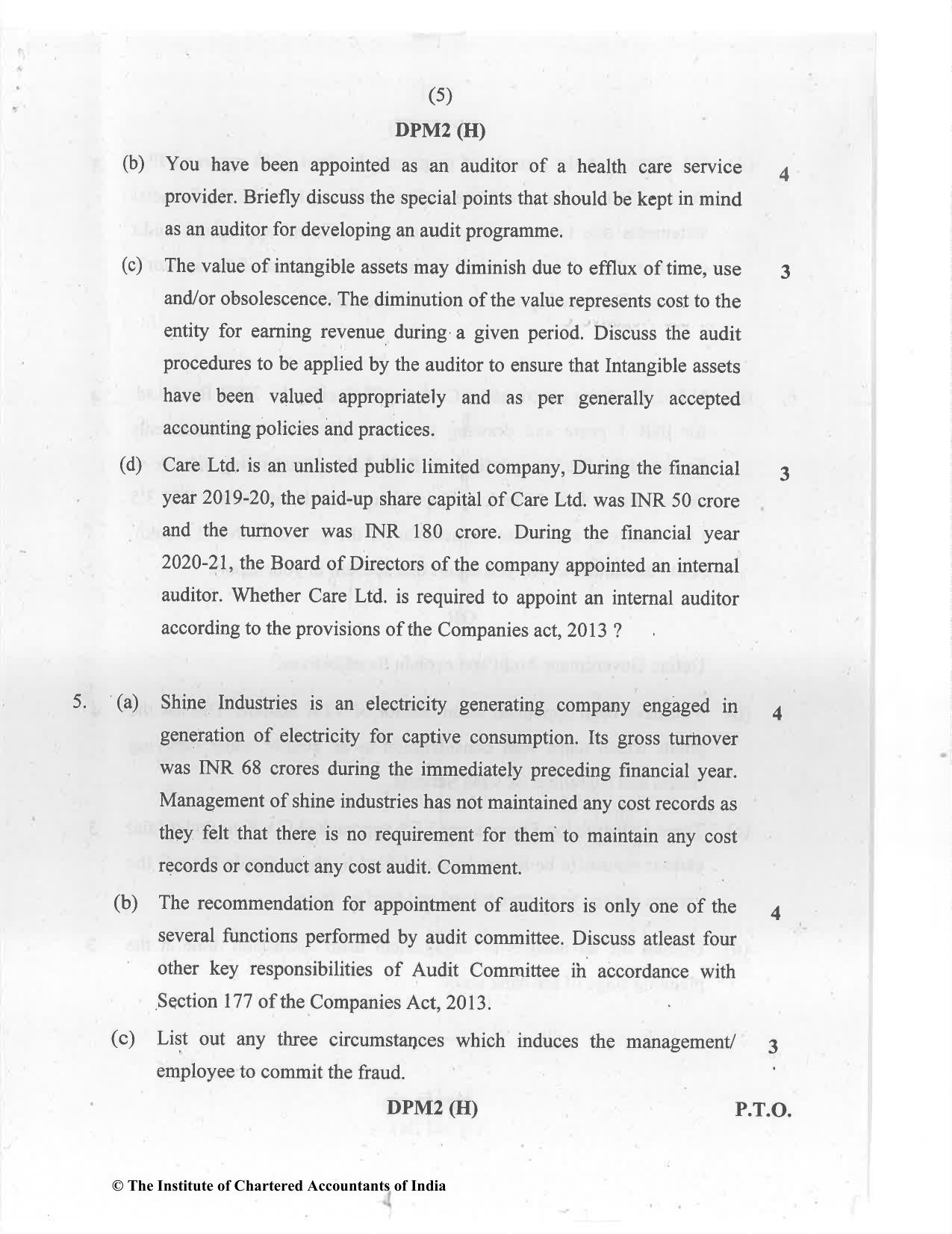 CA Inter Jul 2021 Question Paper - Paper 6 – Auditing and Assurance - Page 5