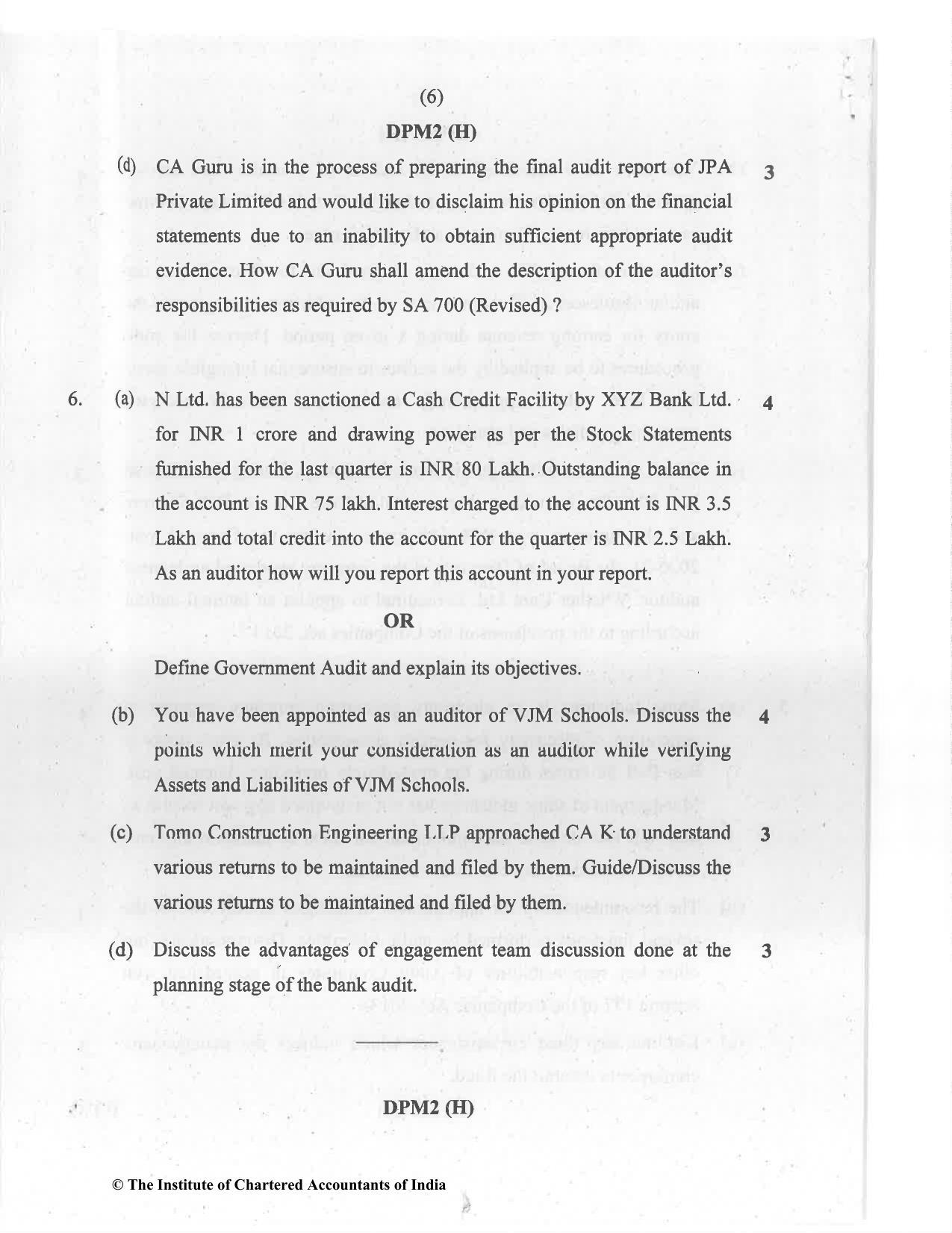 CA Inter Jul 2021 Question Paper - Paper 6 – Auditing and Assurance - Page 6