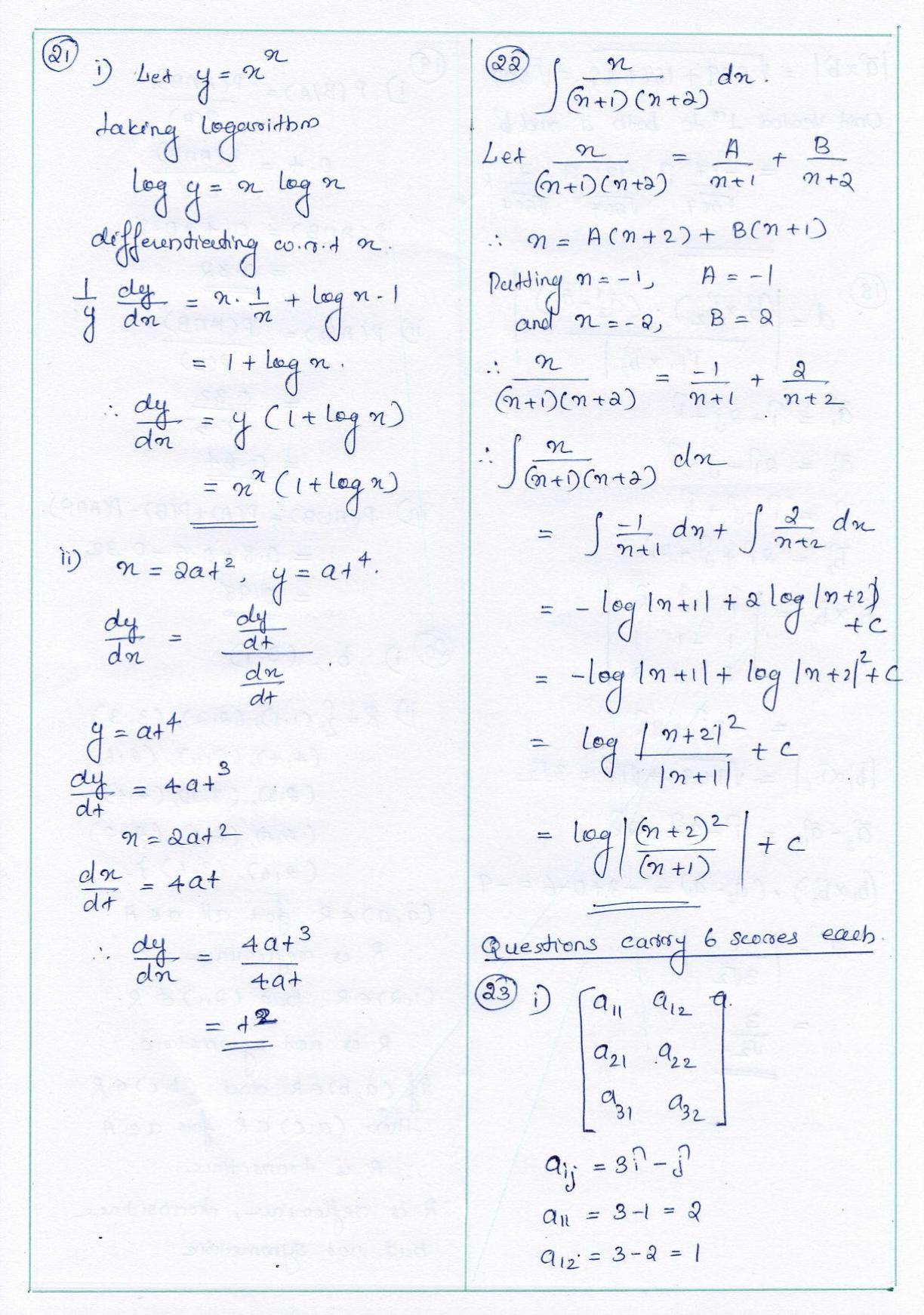 Kerala Plus Two 2021 Maths (Science) Annual Answer key. - Page 6