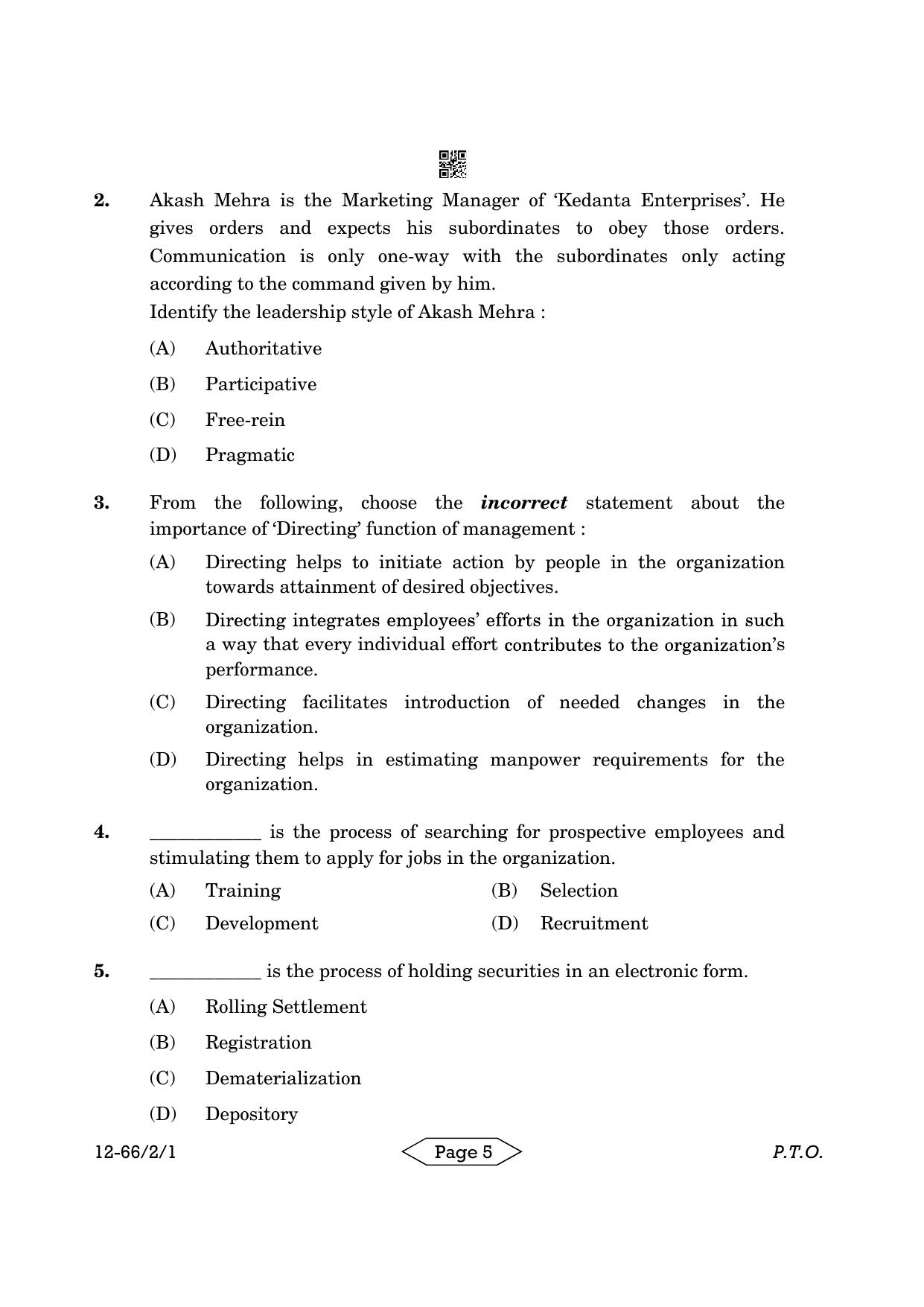 CBSE Class 12 2-1 Bussiness Studies 2024 Question Paper - Page 5