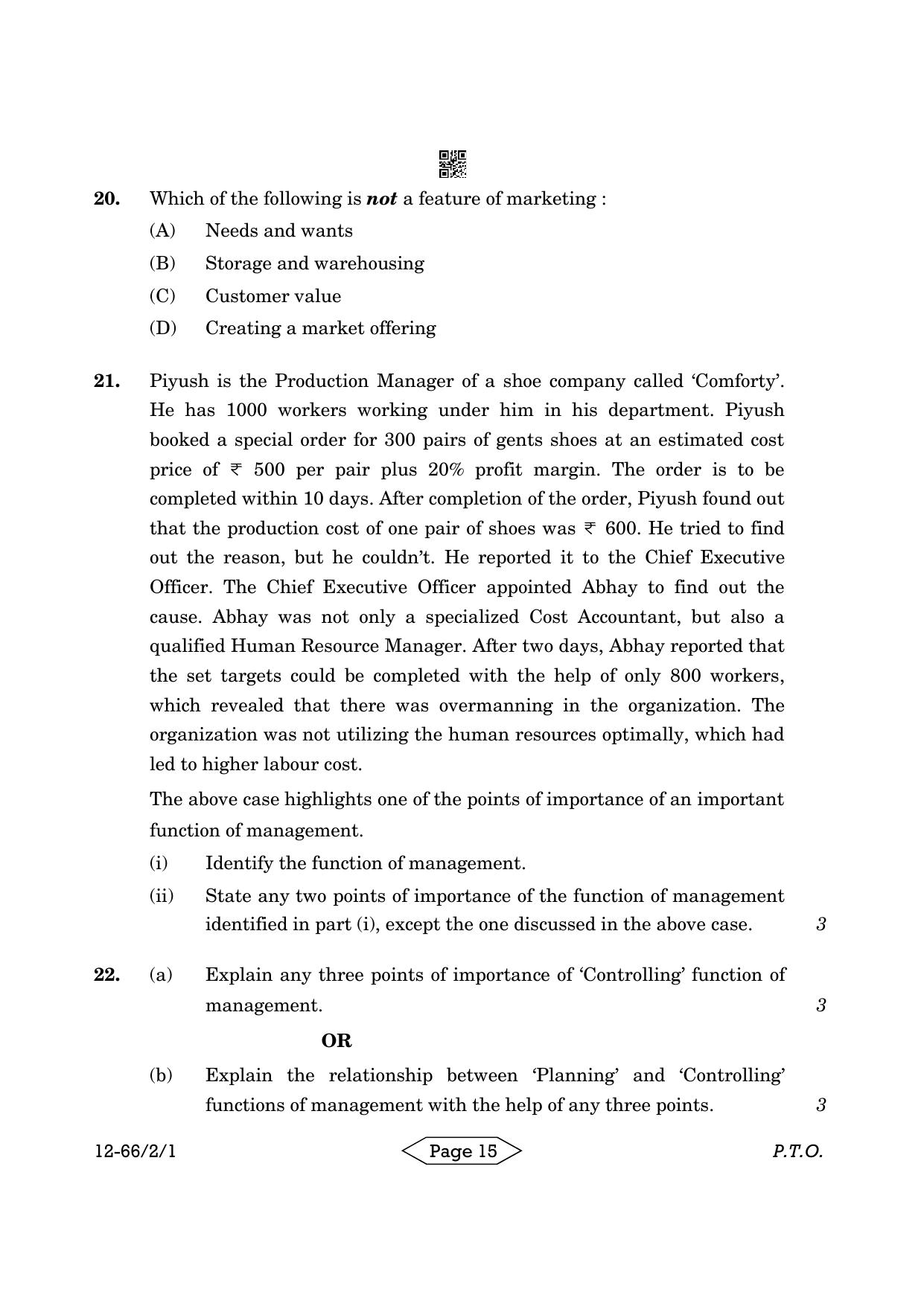 CBSE Class 12 2-1 Bussiness Studies 2024 Question Paper - Page 15