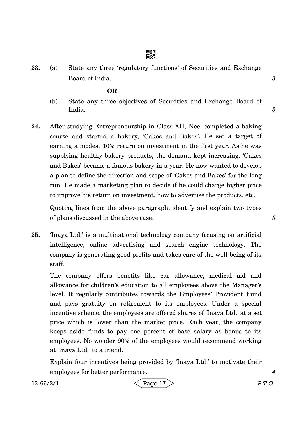 CBSE Class 12 2-1 Bussiness Studies 2024 Question Paper - Page 17