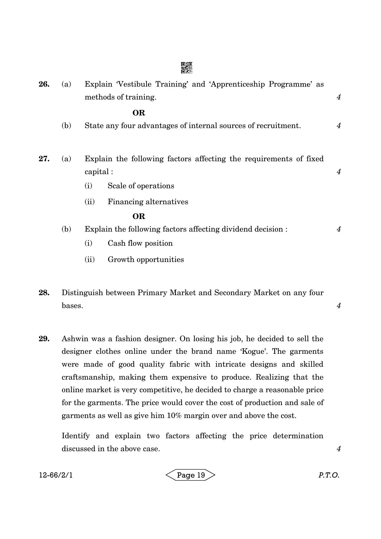 CBSE Class 12 2-1 Bussiness Studies 2024 Question Paper - Page 19