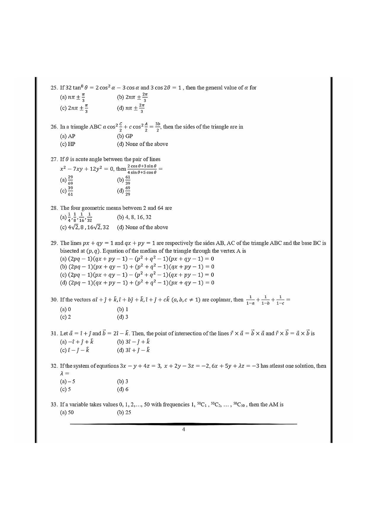 NIMCET 2021 Question Paper - Page 4