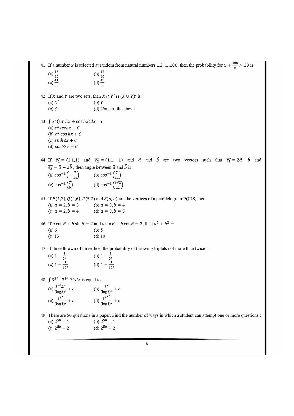 NIMCET 2021 Question Paper - Page 6