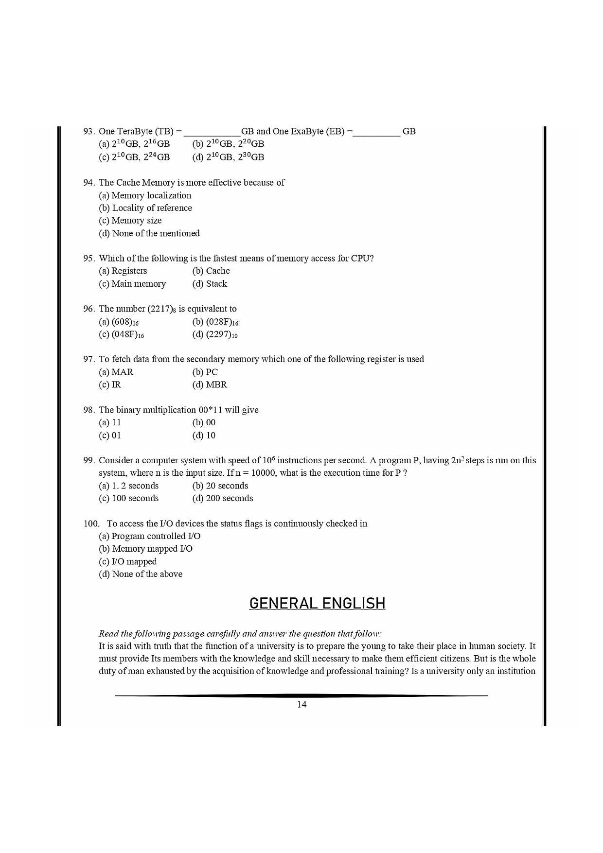 NIMCET 2021 Question Paper - Page 14