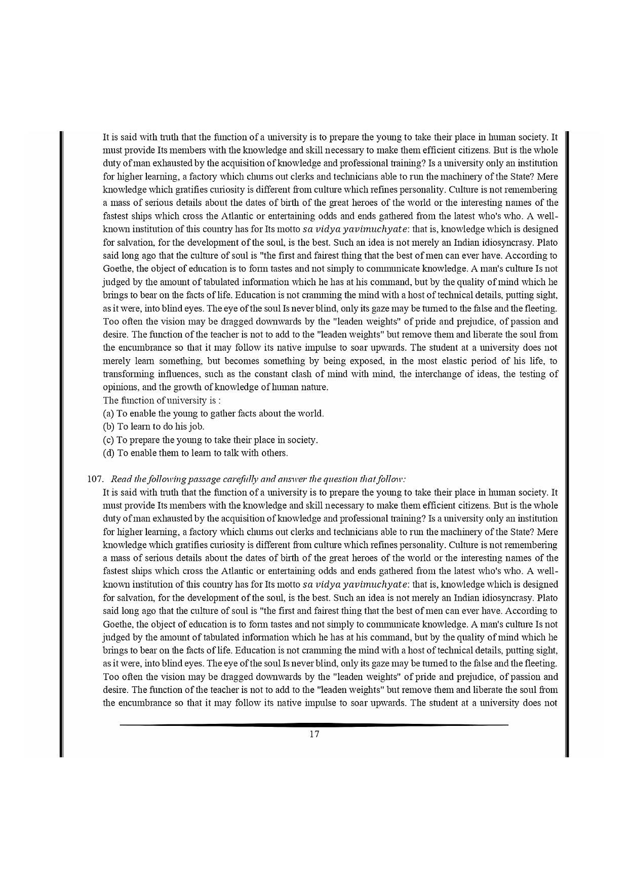 NIMCET 2021 Question Paper - Page 17