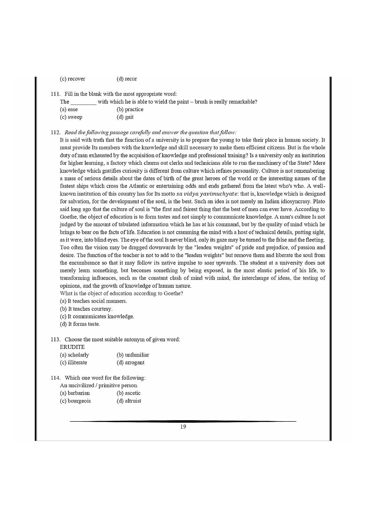 NIMCET 2021 Question Paper - Page 19