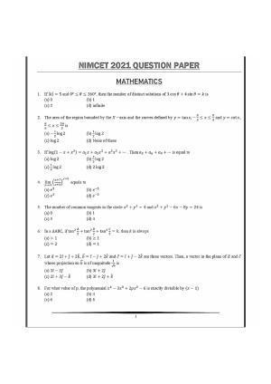 NIMCET 2021 Question Paper