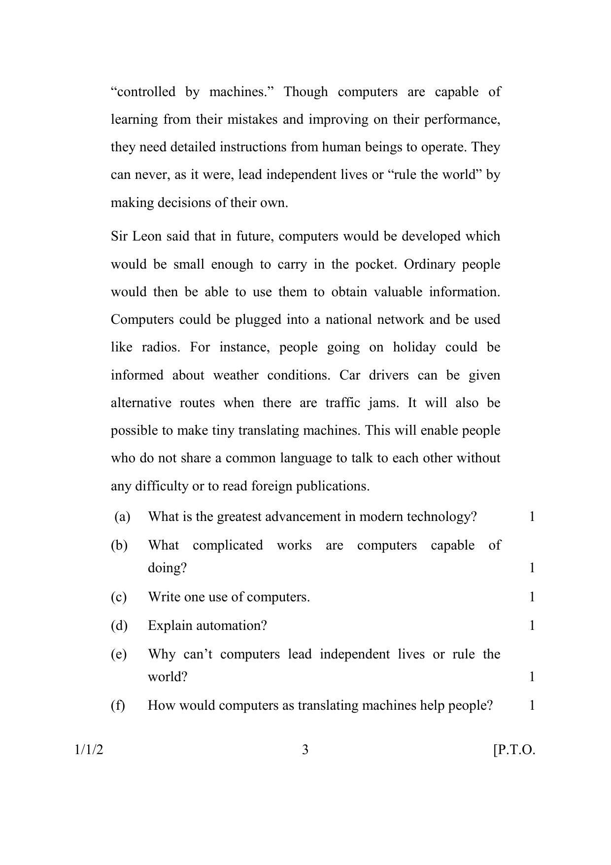 CBSE Class 10 1-1-2 ENGLISH COMMUNICATIVE 2016 Question Paper - Page 3