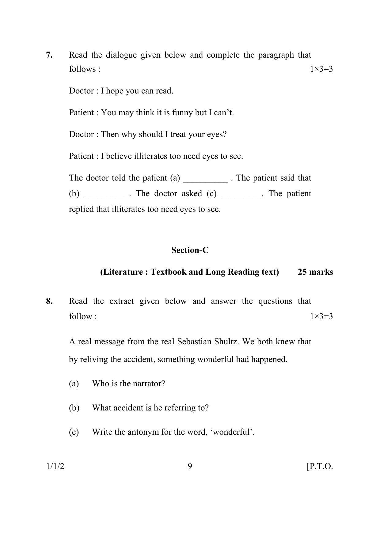 CBSE Class 10 1-1-2 ENGLISH COMMUNICATIVE 2016 Question Paper - Page 9