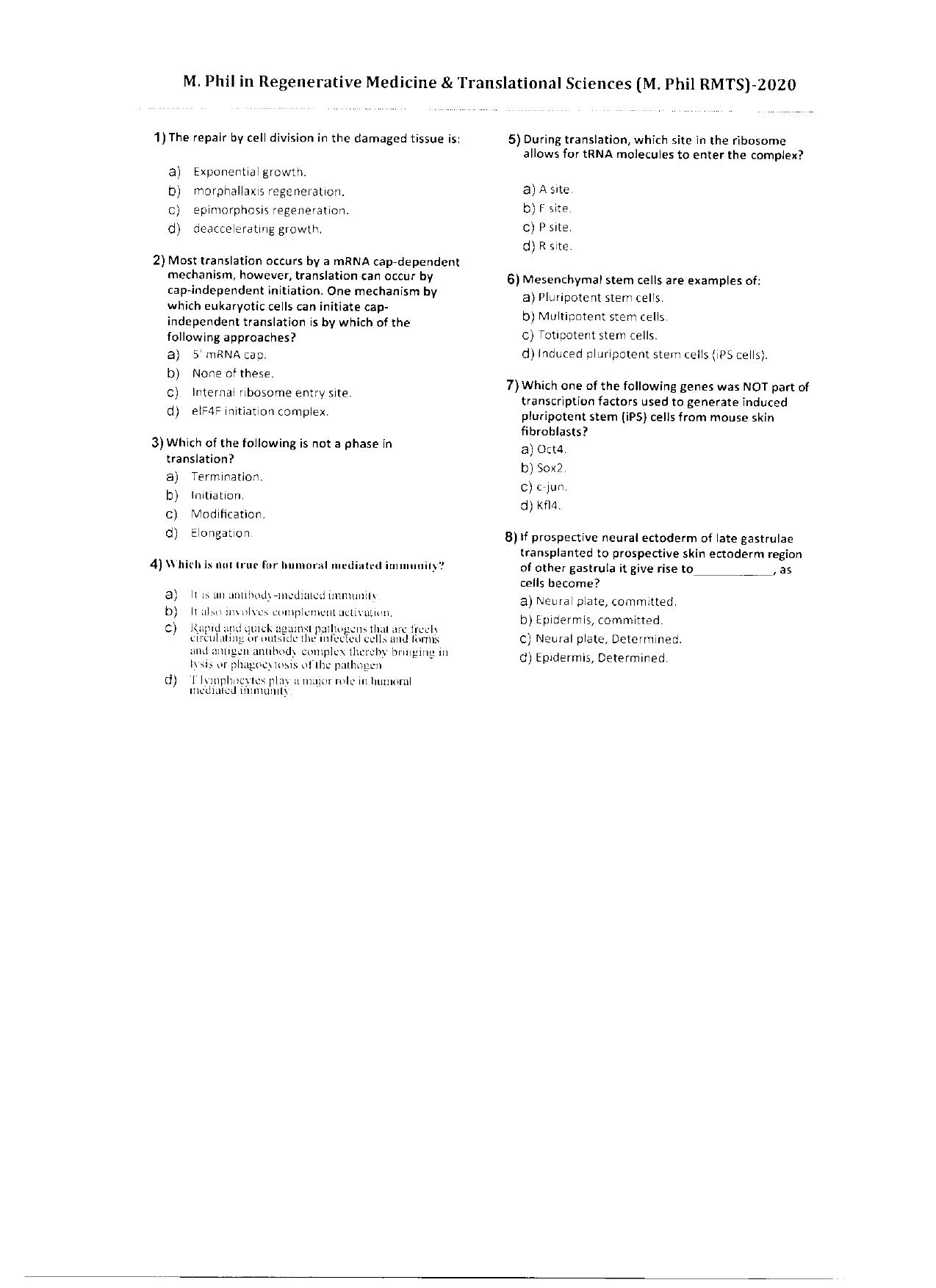 WBJEEB JEMAS (PG) 2020 MPhil RMTS Question Paper - Page 3