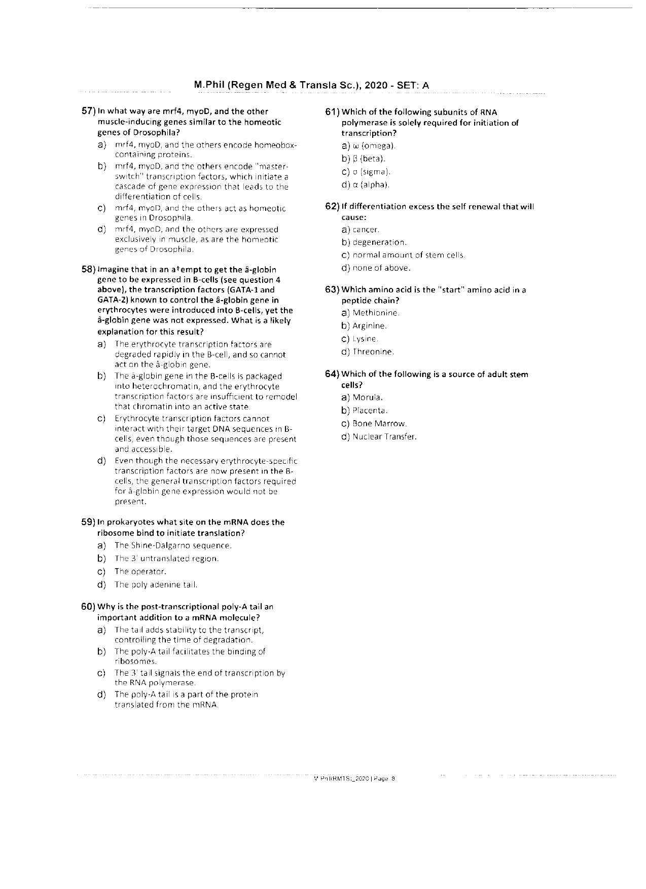 WBJEEB JEMAS (PG) 2020 MPhil RMTS Question Paper - Page 10