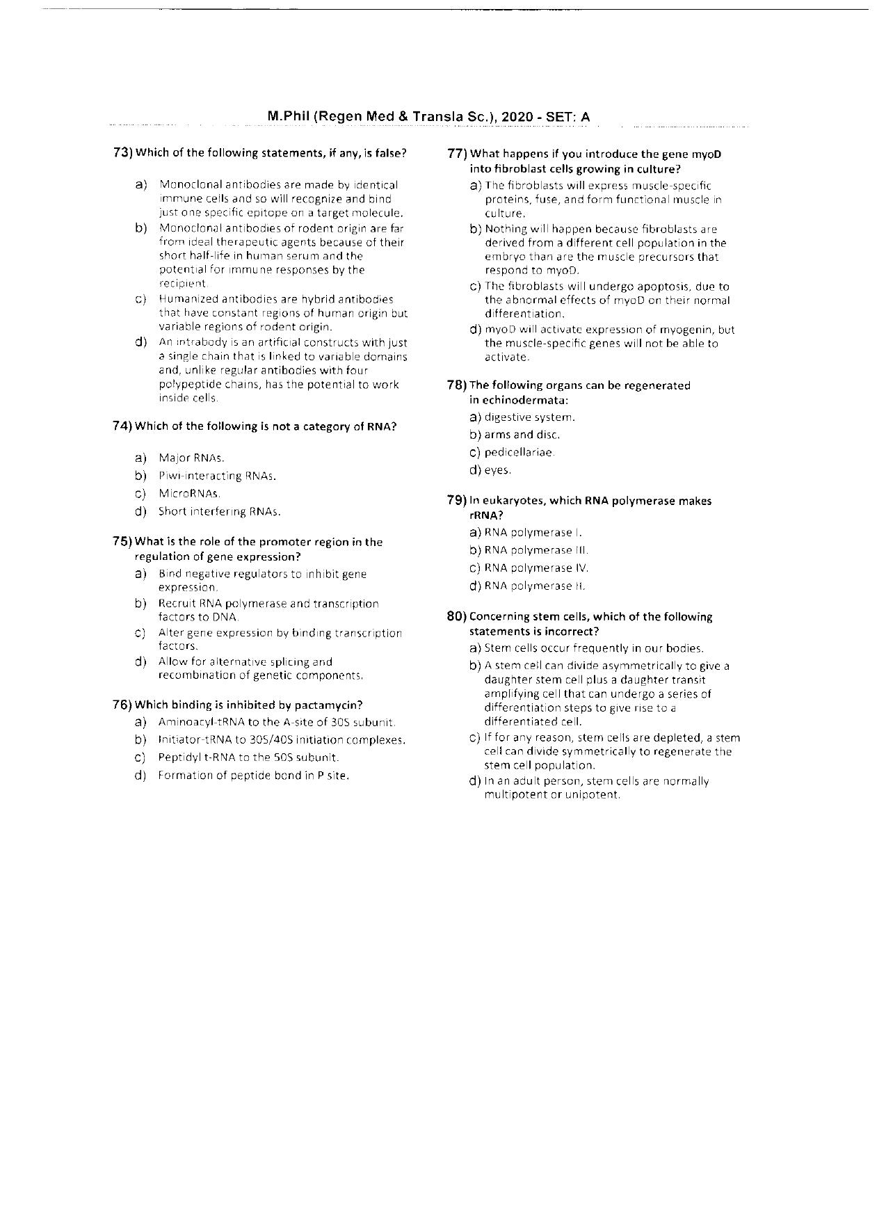WBJEEB JEMAS (PG) 2020 MPhil RMTS Question Paper - Page 12