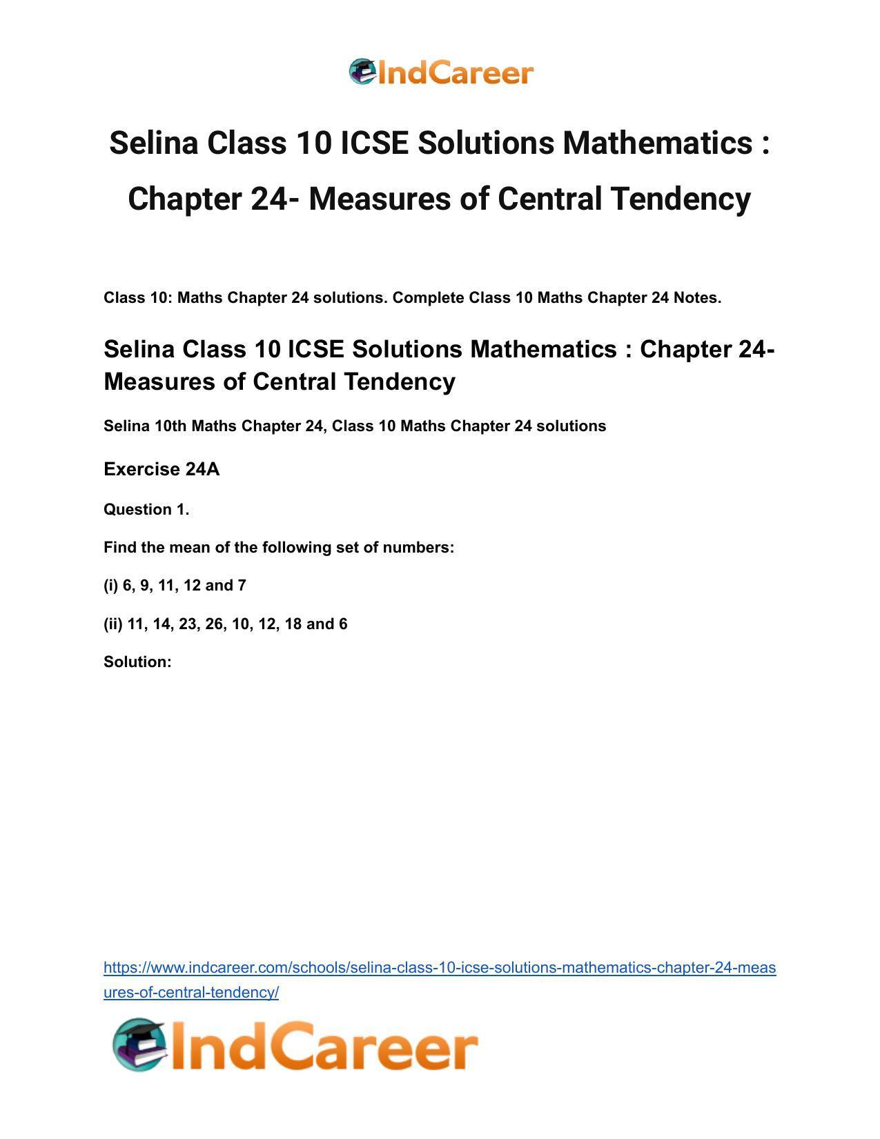 Selina Class 10 ICSE Solutions Mathematics : Chapter 24- Measures of Central Tendency - Page 2