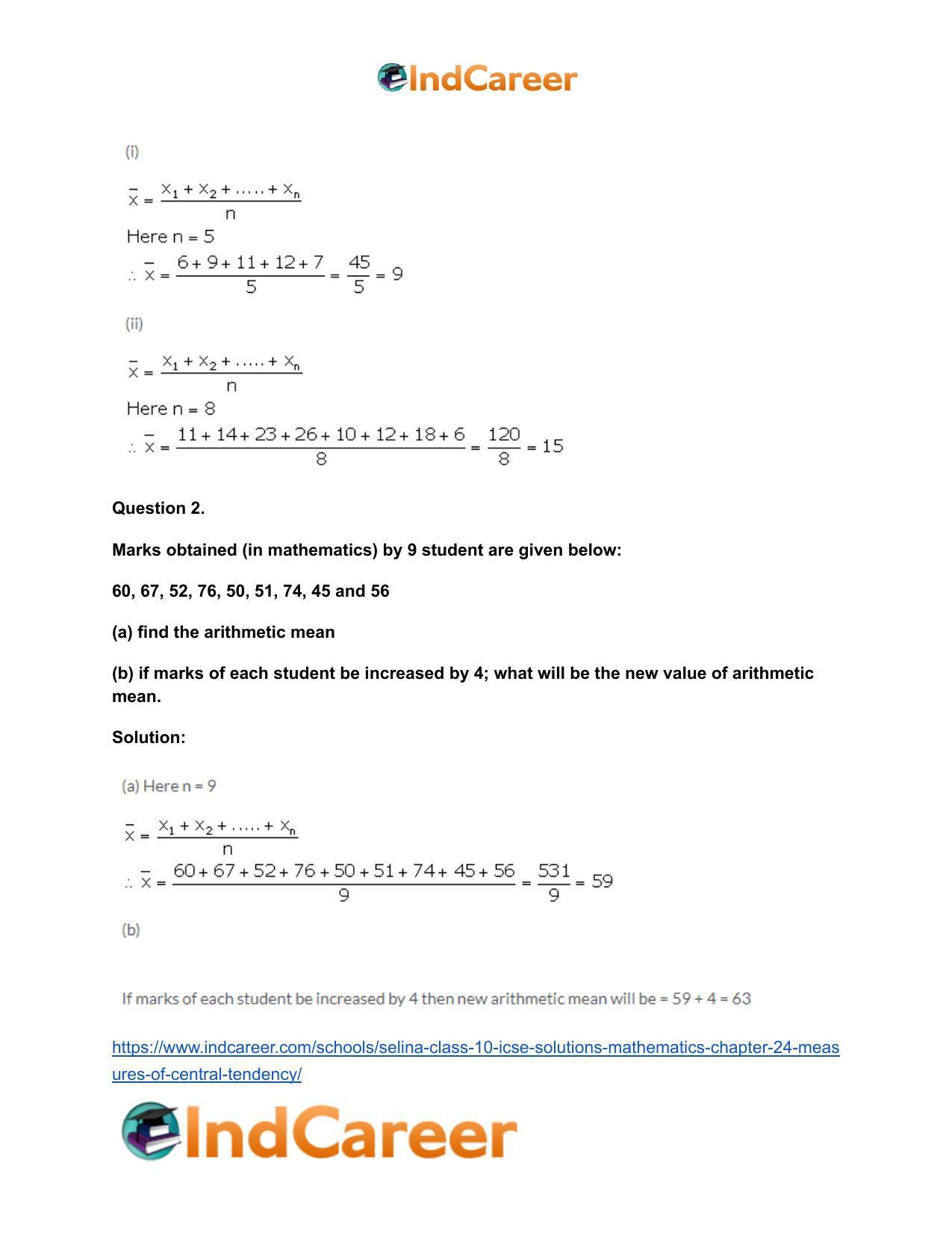 Selina Class 10 ICSE Solutions Mathematics : Chapter 24- Measures of Central Tendency - Page 3