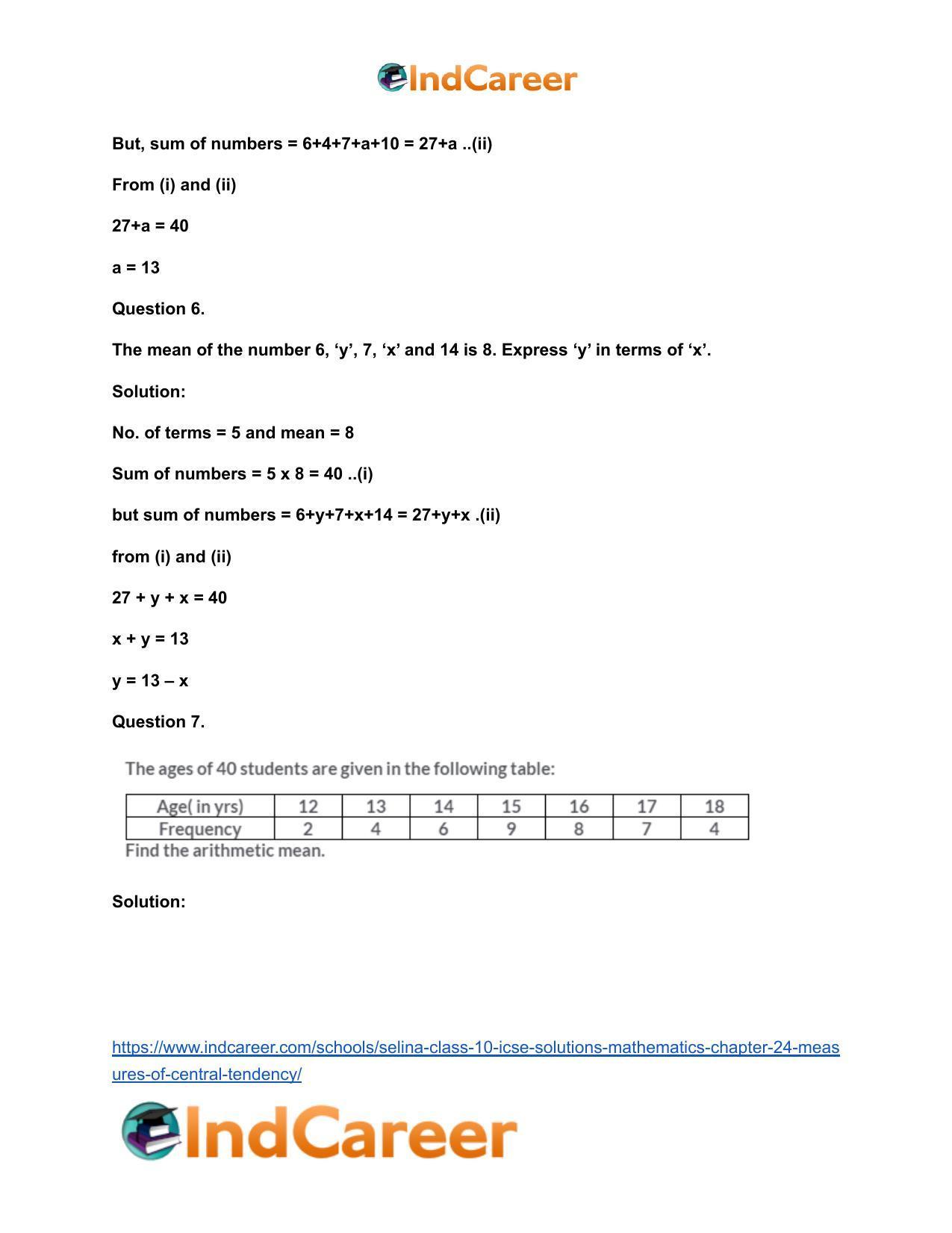 Selina Class 10 ICSE Solutions Mathematics : Chapter 24- Measures of Central Tendency - Page 5