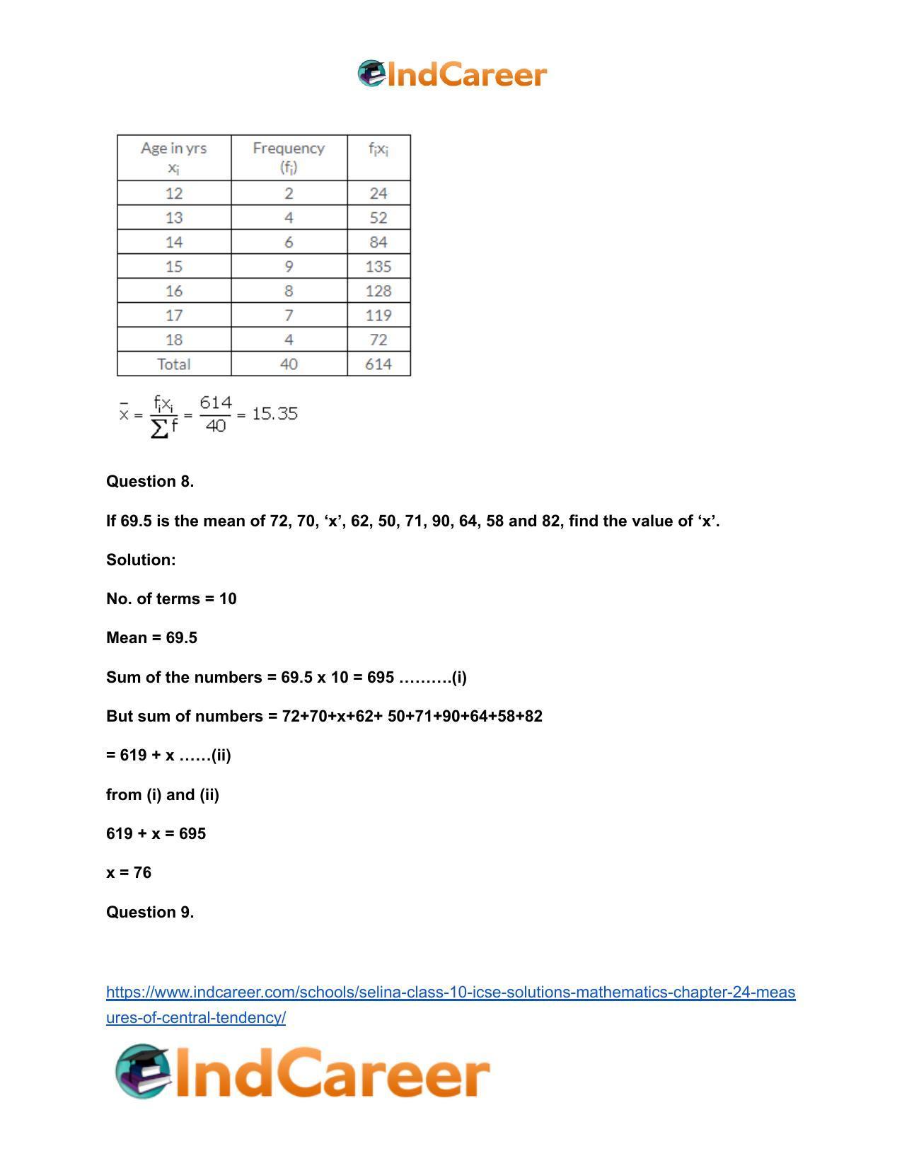 Selina Class 10 ICSE Solutions Mathematics : Chapter 24- Measures of Central Tendency - Page 6