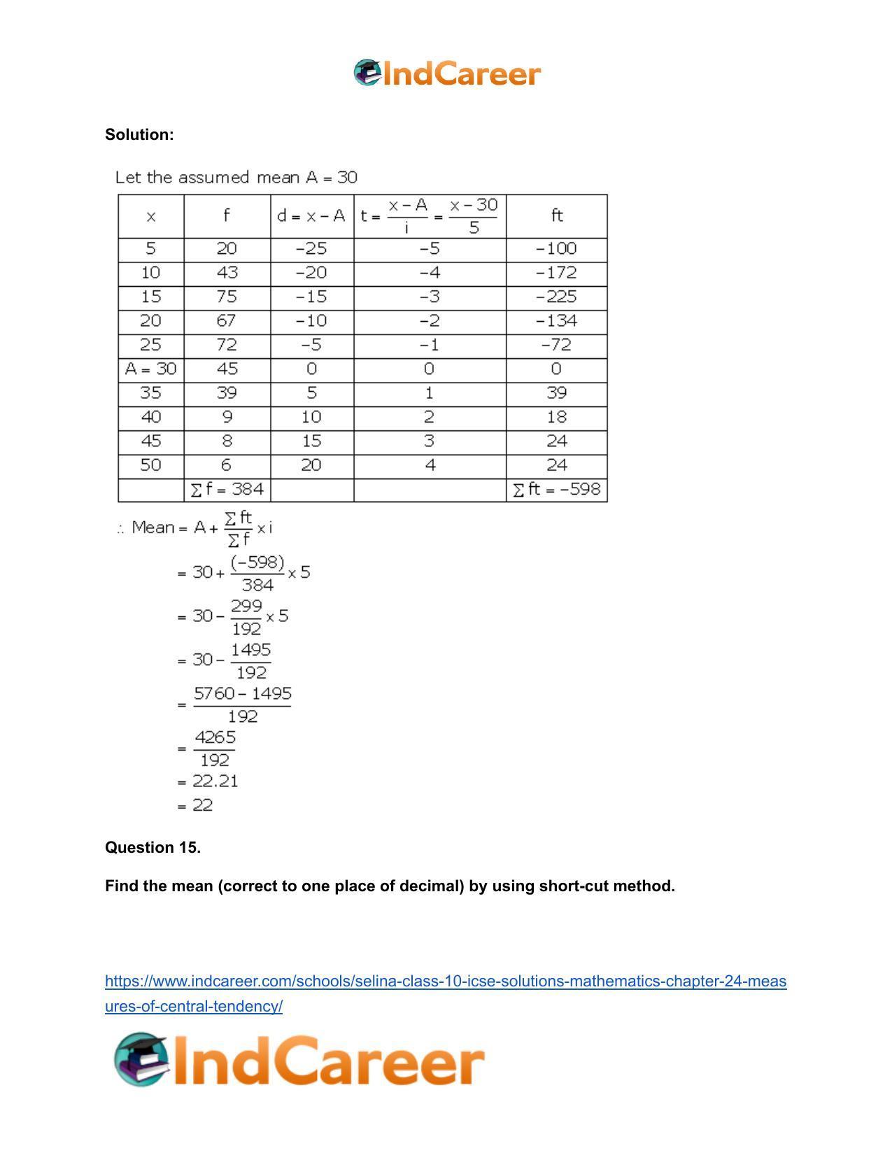 Selina Class 10 ICSE Solutions Mathematics : Chapter 24- Measures of Central Tendency - Page 12