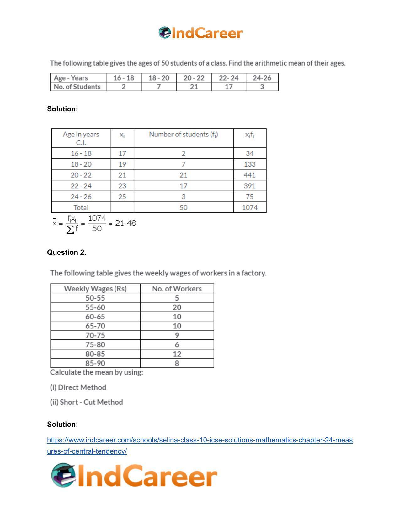 Selina Class 10 ICSE Solutions Mathematics : Chapter 24- Measures of Central Tendency - Page 14